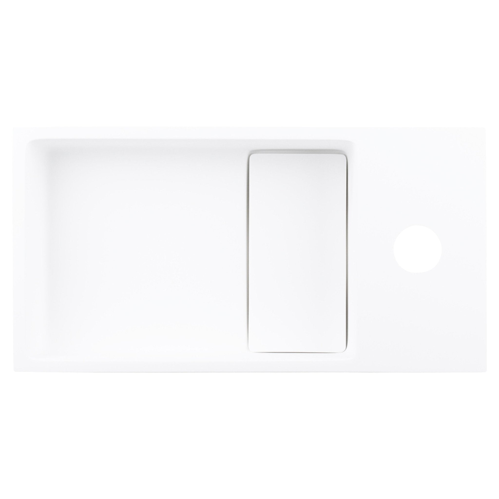 Differnz Solid fonteinset solid surface - kraan gebogen - 36 x 18.5 x 9 cm - chroom - Mozaiektegel.com