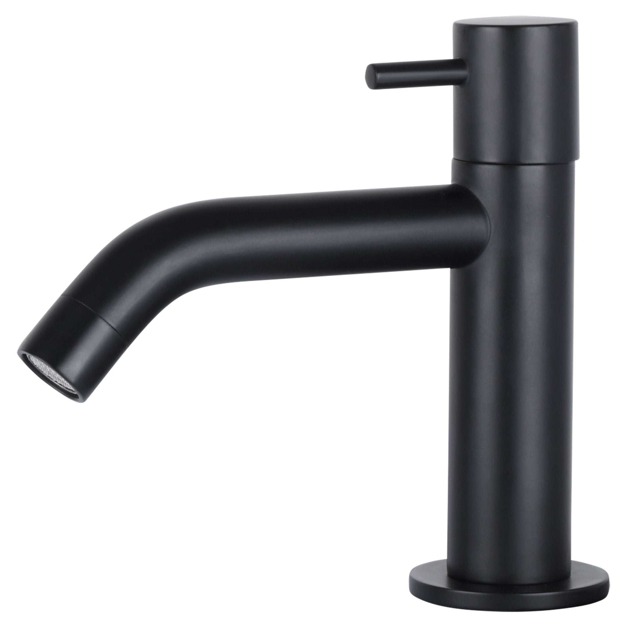 Differnz Solid fonteinset solid surface - kraan gebogen - 36 x 18.5 x 9 cm - mat zwart - Mozaiektegel.com