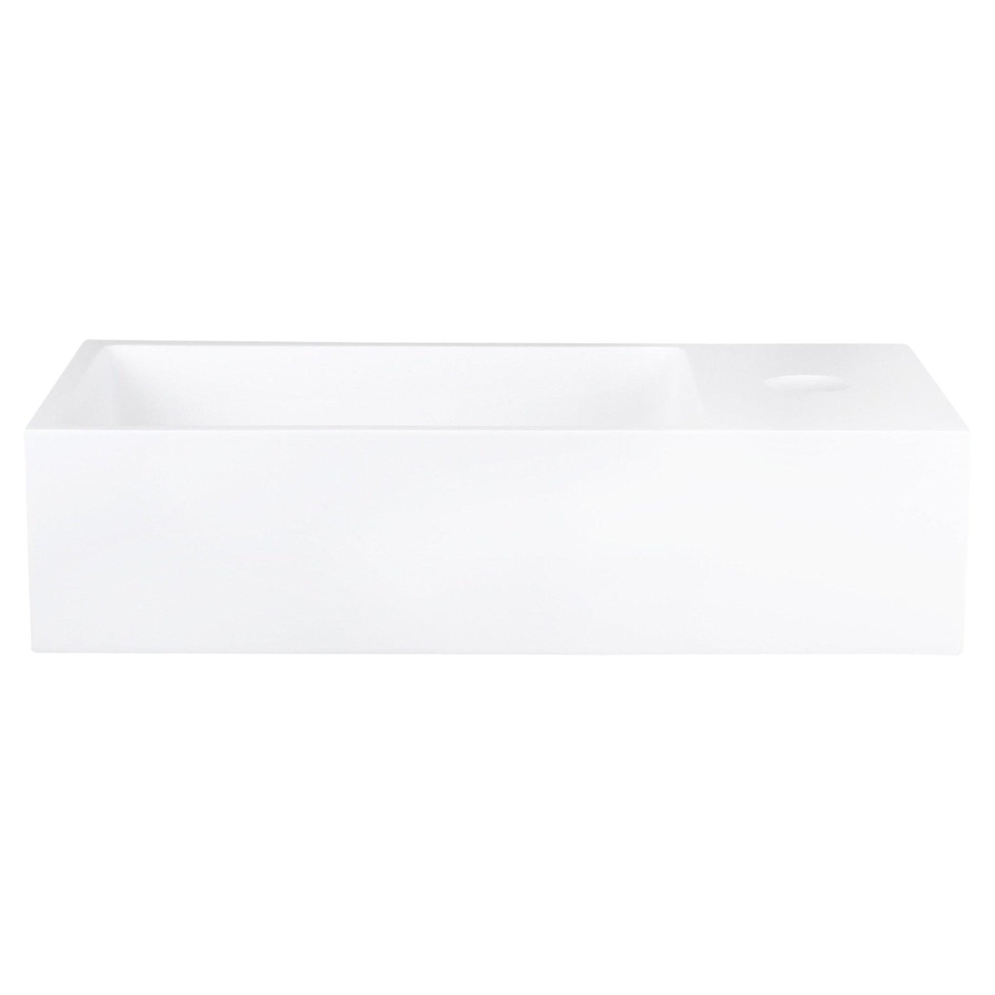 Differnz Solid fonteinset solid surface - kraan recht - 36 x 18.5 x 9 cm - mat chroom - Mozaiektegel.com