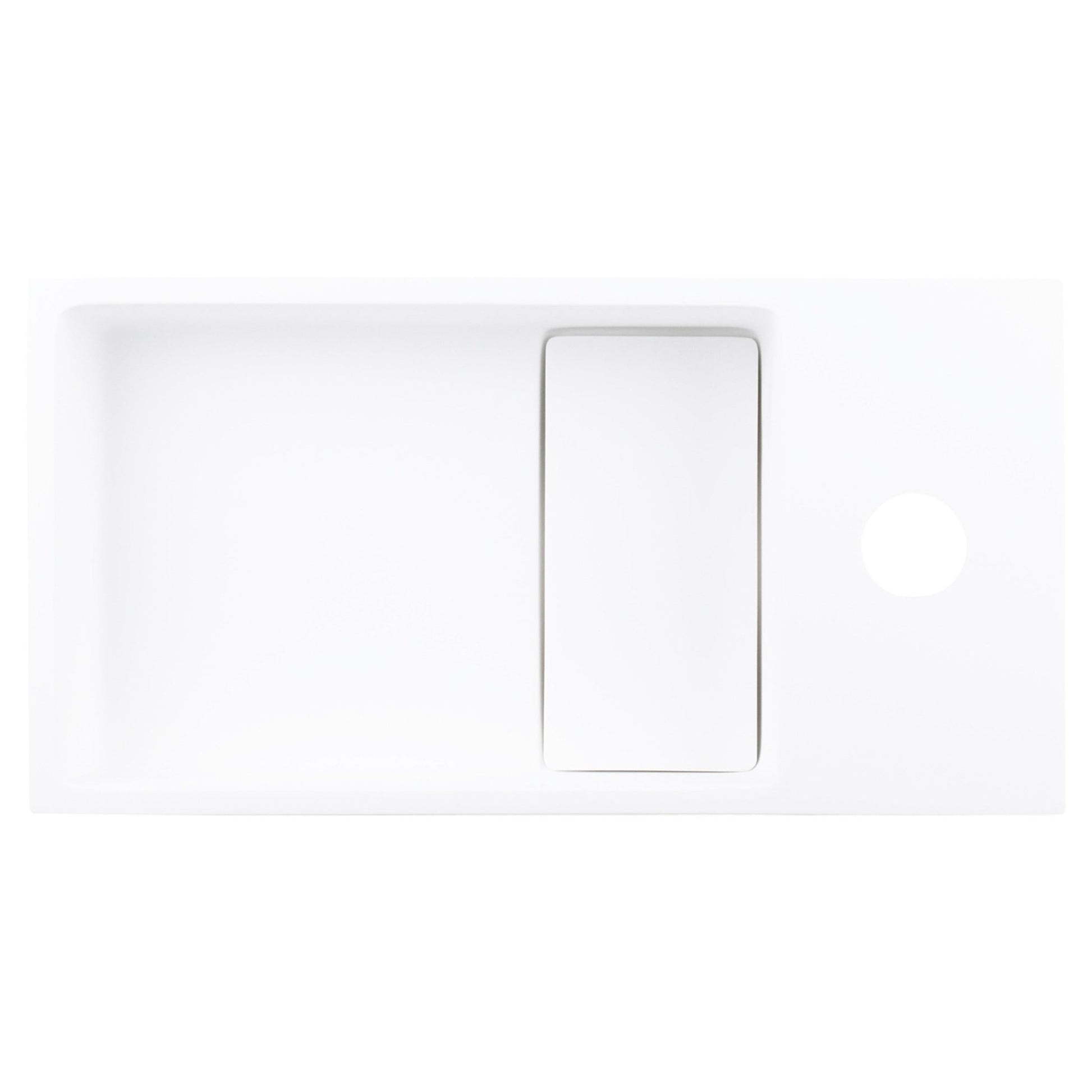 Differnz Solid fonteinset solid surface - kraan recht - 36 x 18.5 x 9 cm - mat chroom - Mozaiektegel.com