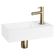 Differnz Solid fonteinset solid surface - kraan recht - 36 x 18.5 x 9 cm - mat goud - Mozaiektegel.com