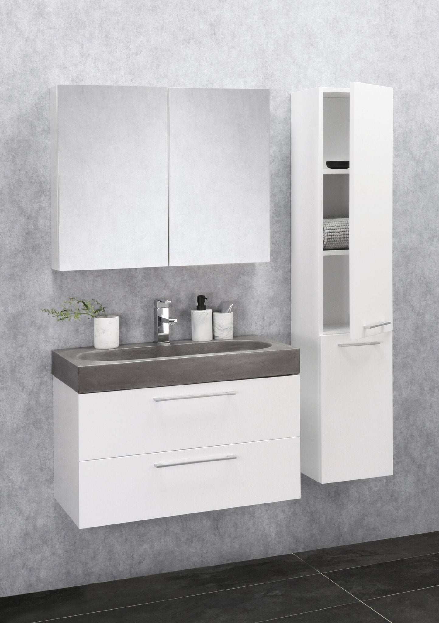 Differnz Somero hoge kast links/rechts | hoogglans wit - Mozaiektegel.com