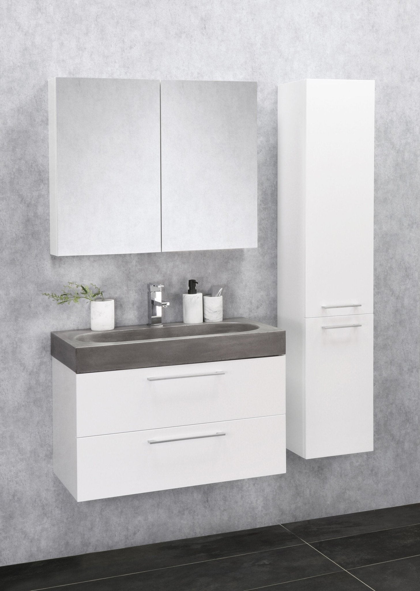 Differnz Somero hoge kast links/rechts | hoogglans wit - Mozaiektegel.com