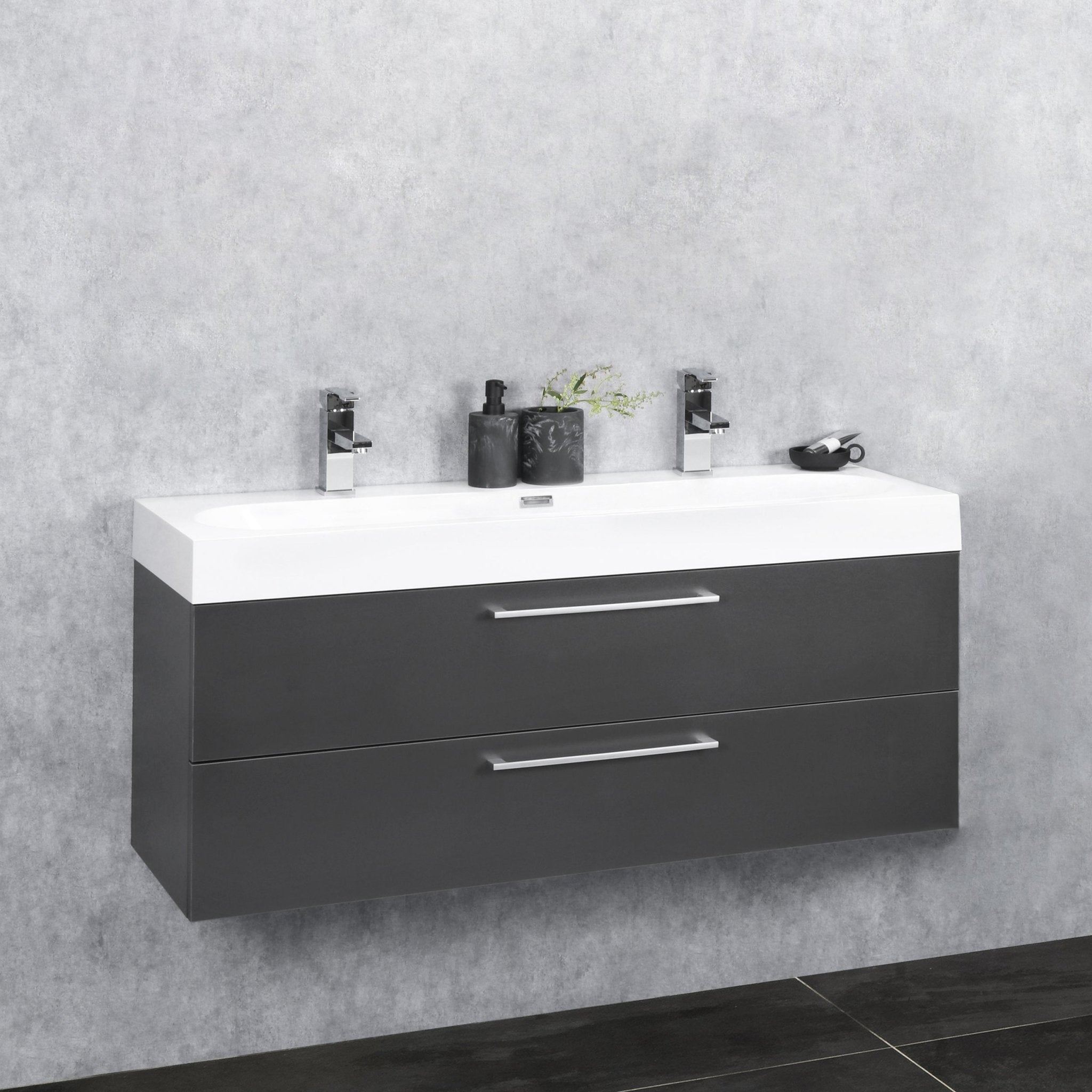 Differnz Somero onderkast 2 lades | antraciet | 100 cm - Mozaiektegel.com