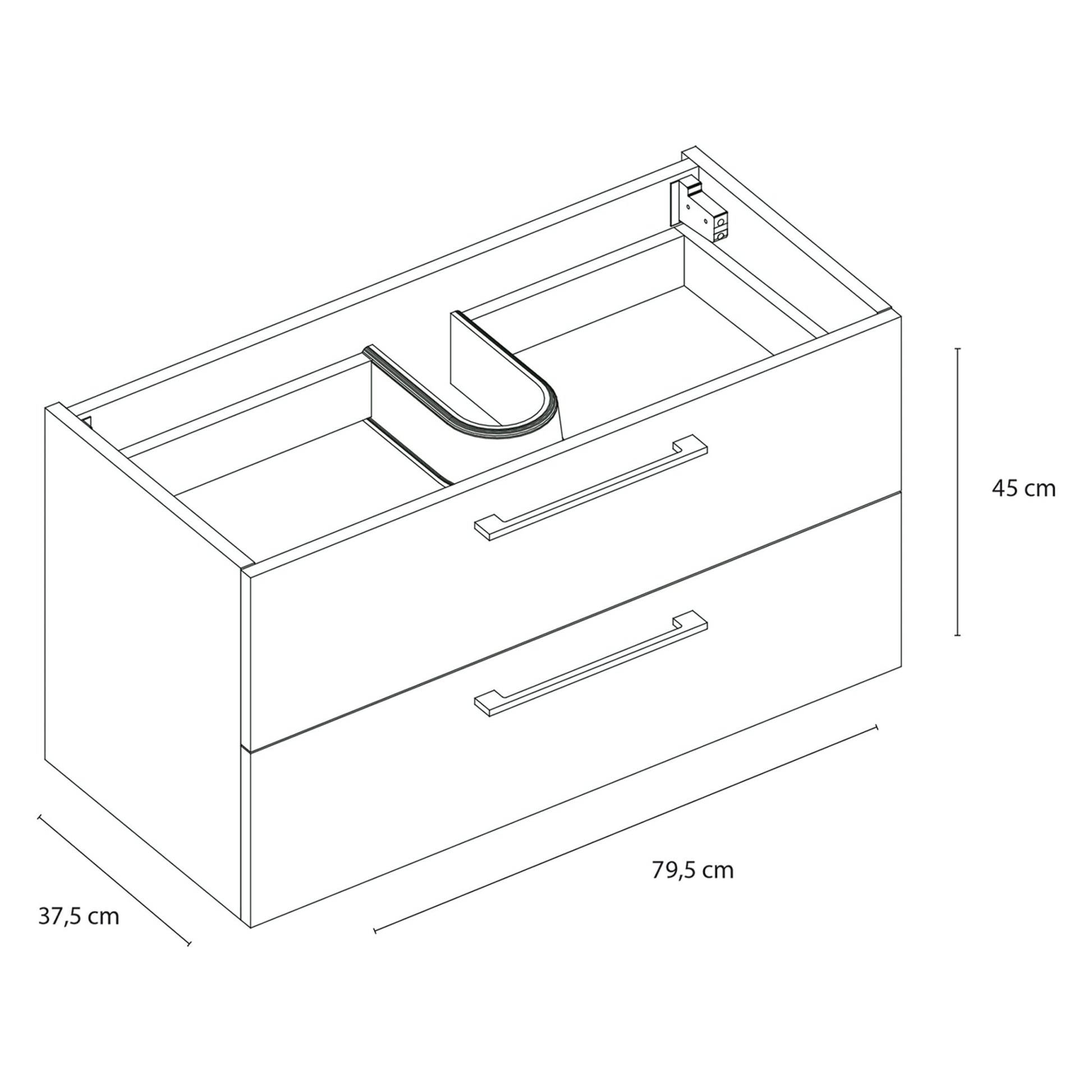 Differnz Somero onderkast 2 lades | antraciet | 80 cm - Mozaiektegel.com