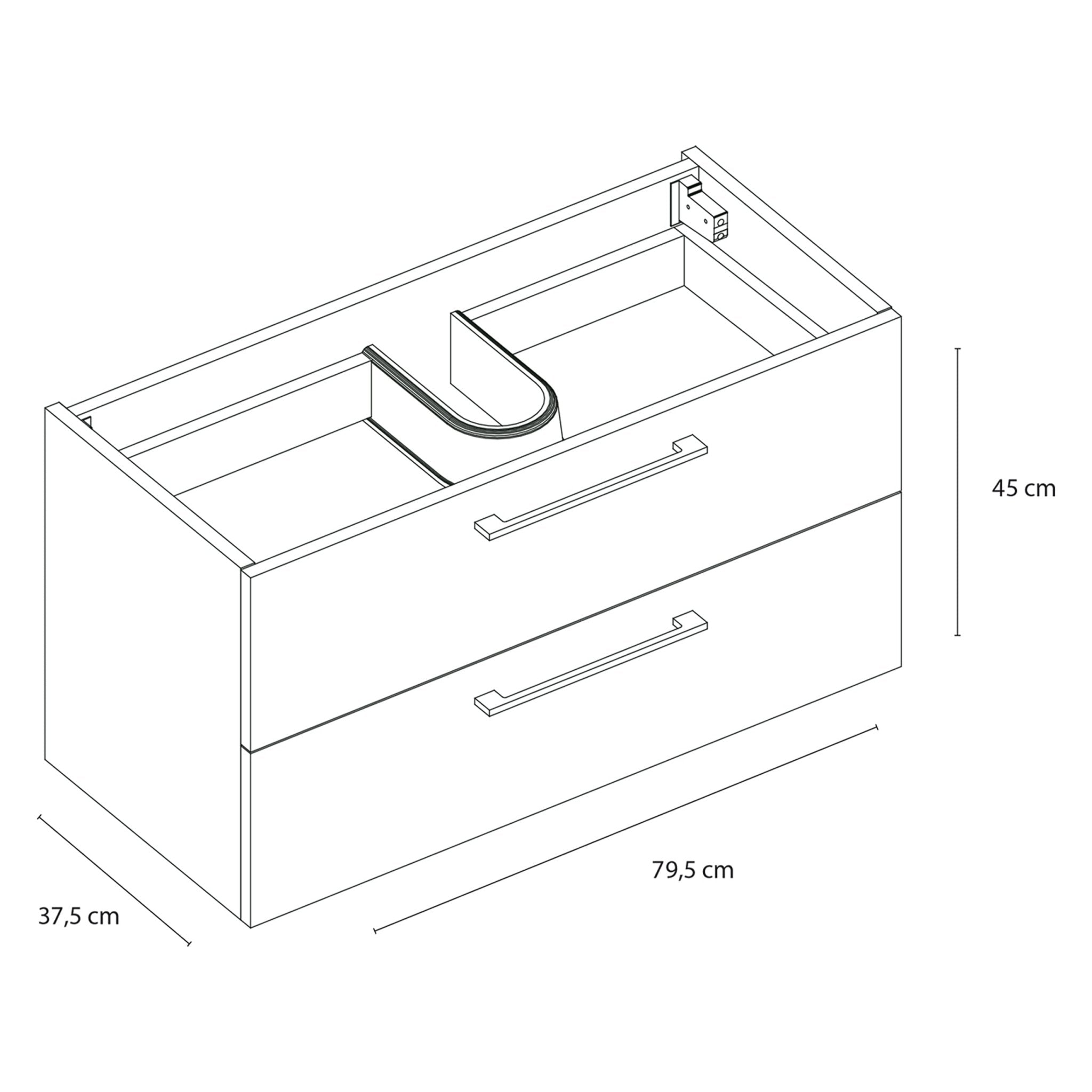 Differnz Somero onderkast 2 lades | antraciet | 80 cm - Mozaiektegel.com