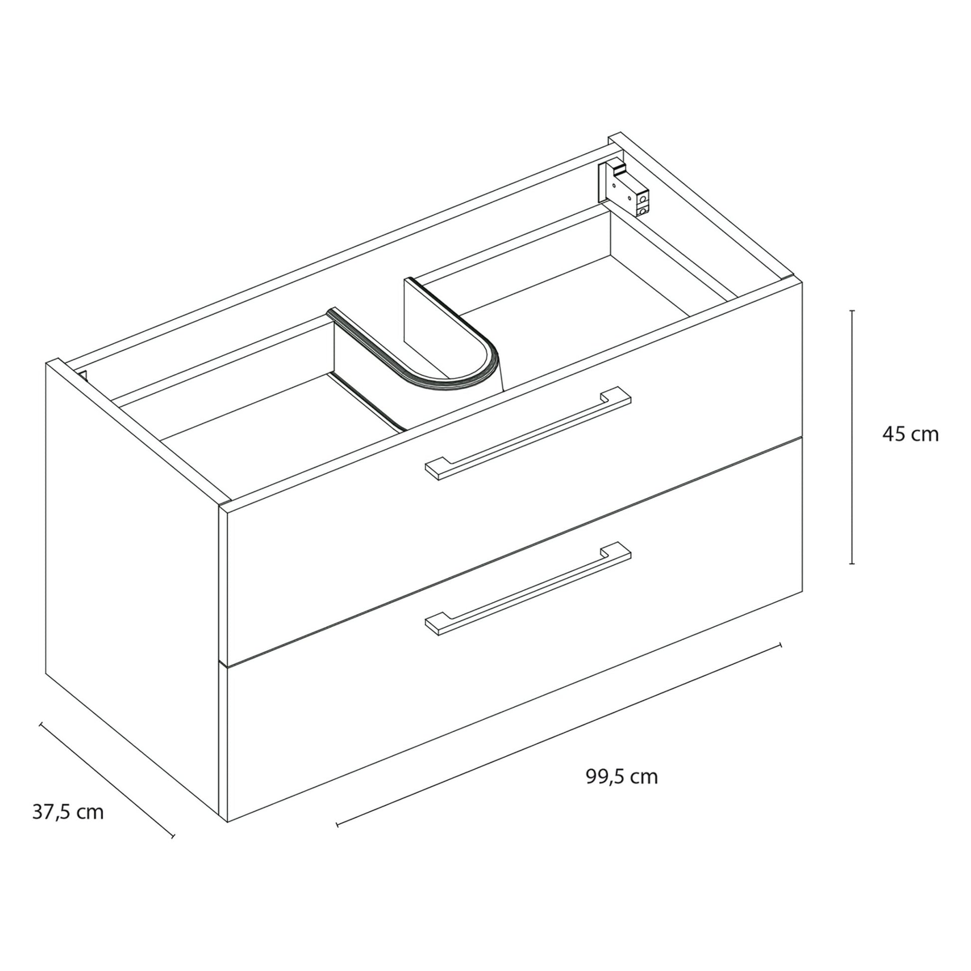 Differnz Somero onderkast 2 lades | hoogglans wit | 100 cm - Mozaiektegel.com