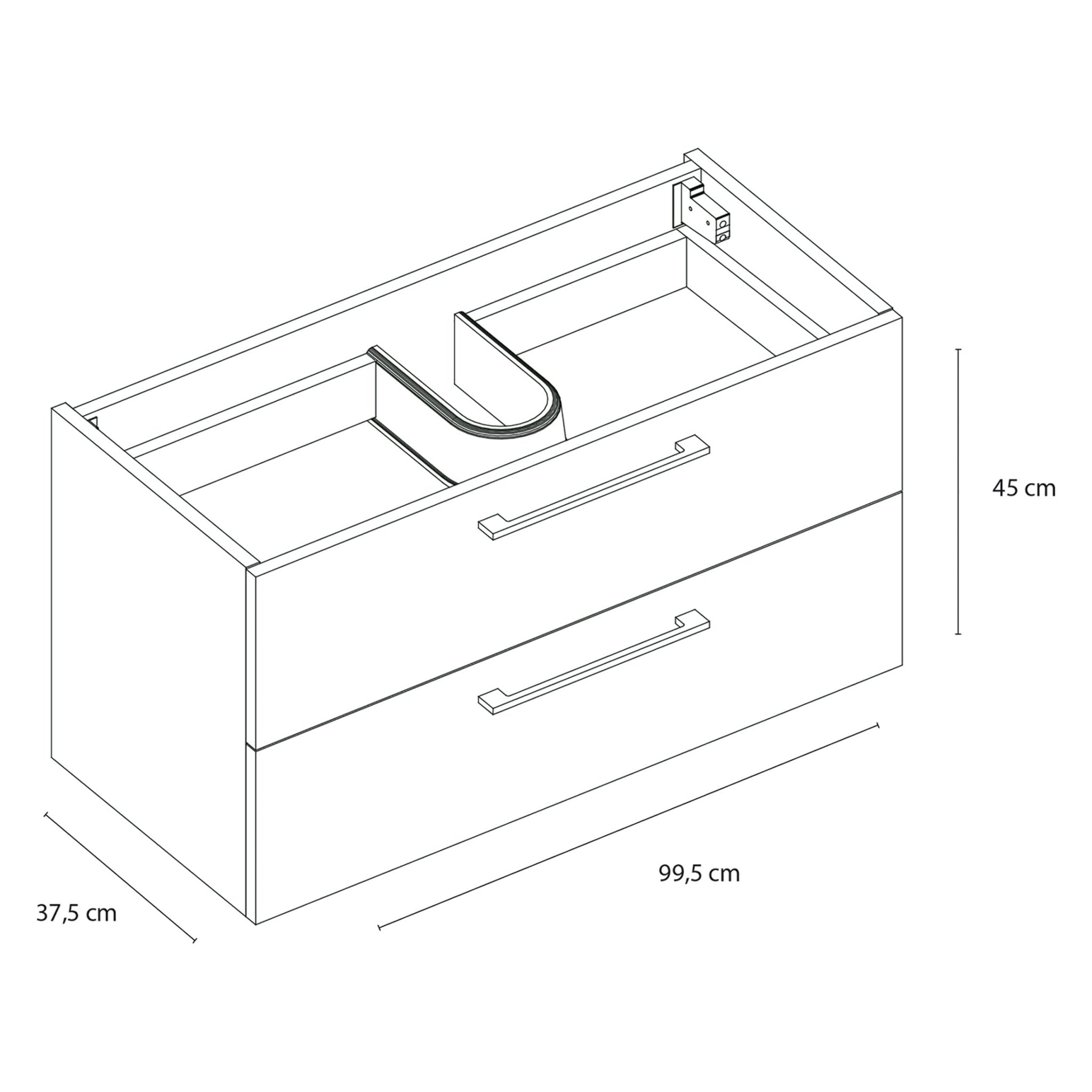 Differnz Somero onderkast 2 lades | hoogglans wit | 100 cm - Mozaiektegel.com