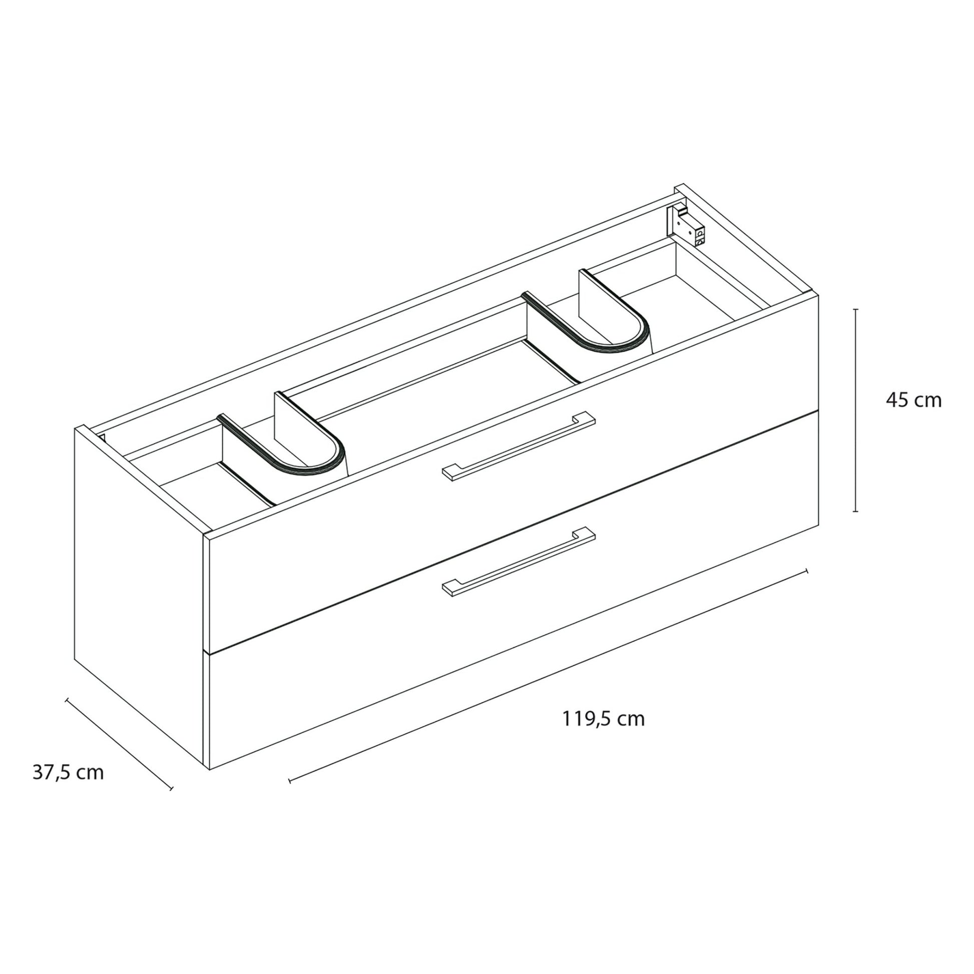 Differnz Somero onderkast 2 lades | hoogglans wit | 120 cm - Mozaiektegel.com