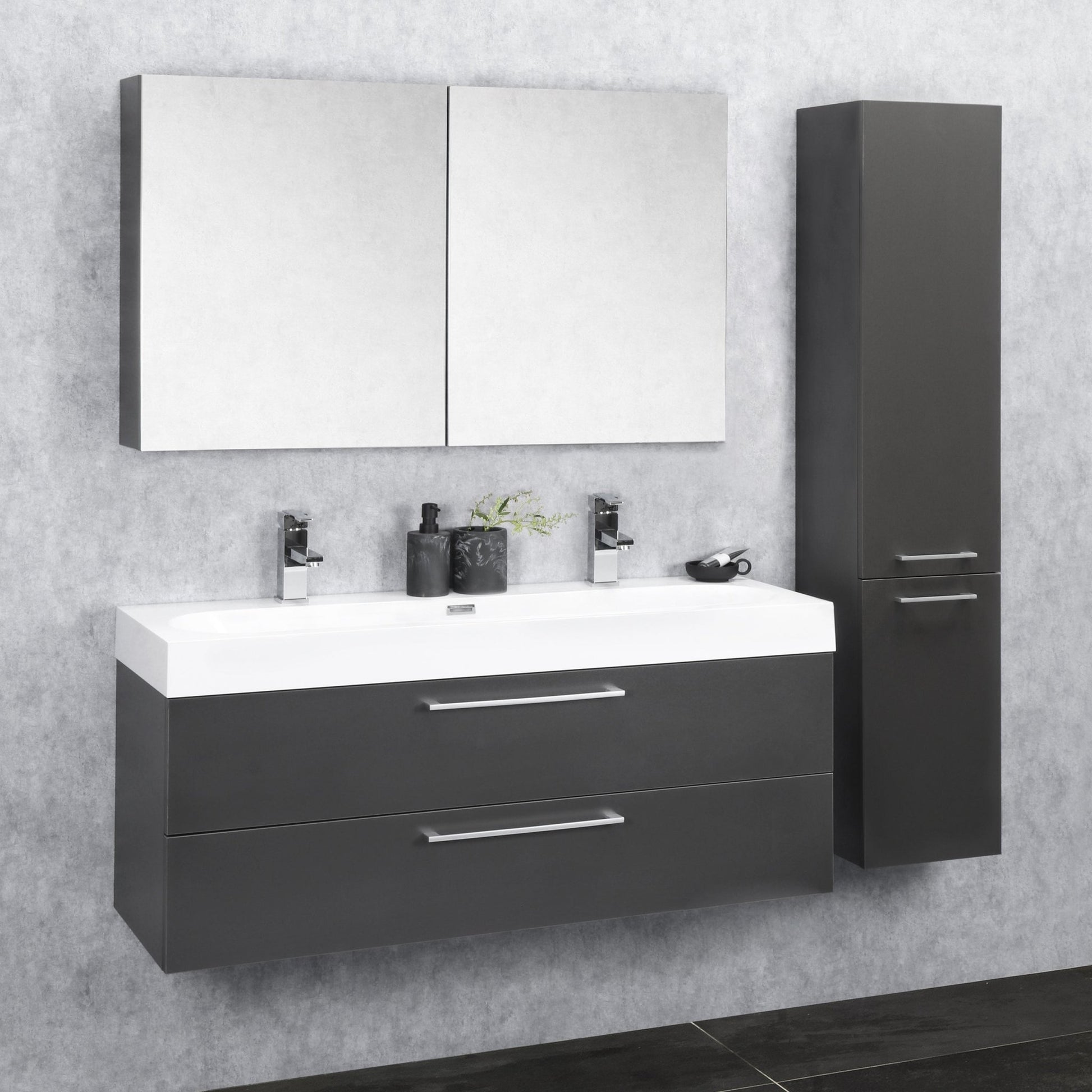 Differnz Somero spiegelkast | antraciet | 100 cm - Mozaiektegel.com