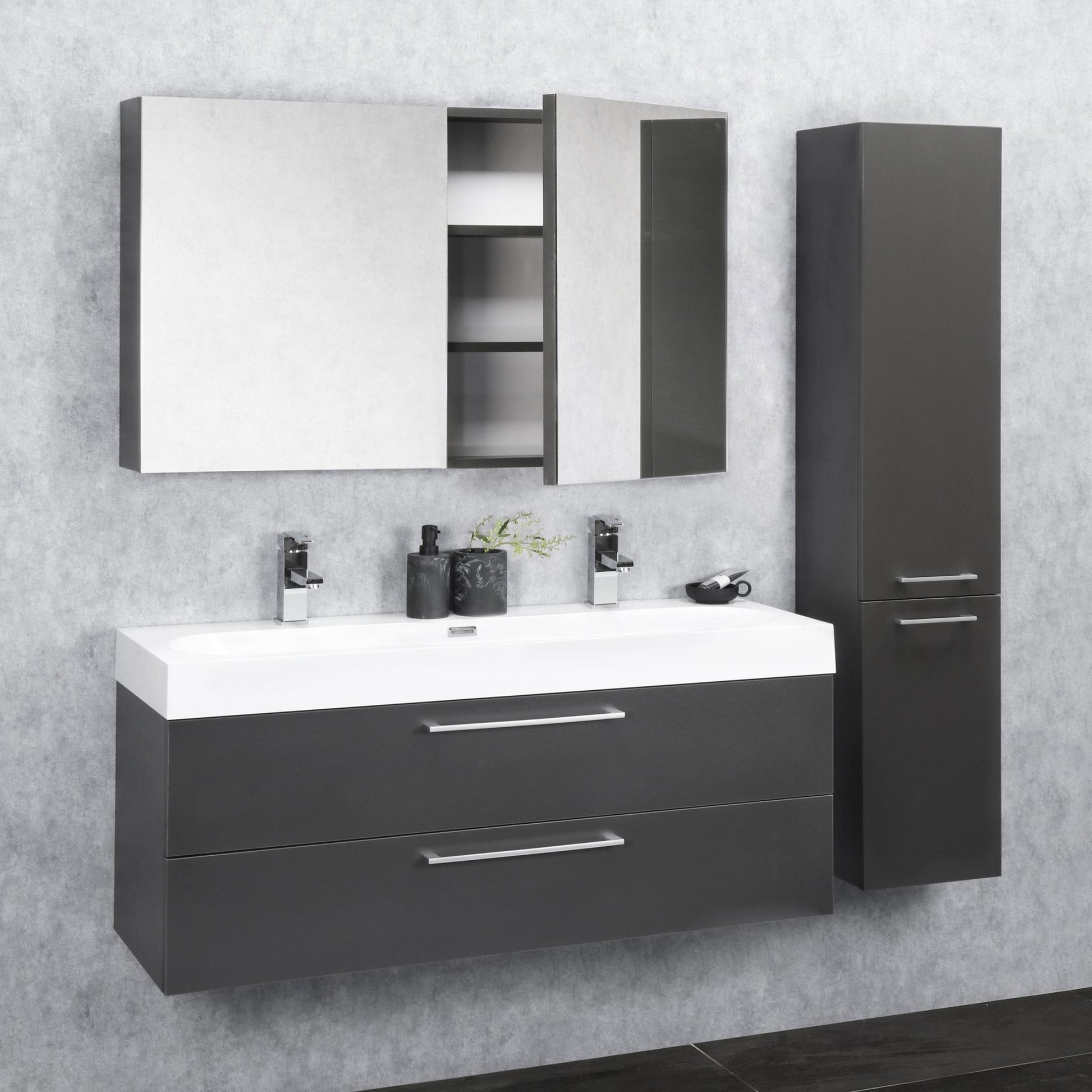 Differnz Somero spiegelkast | antraciet | 100 cm - Mozaiektegel.com