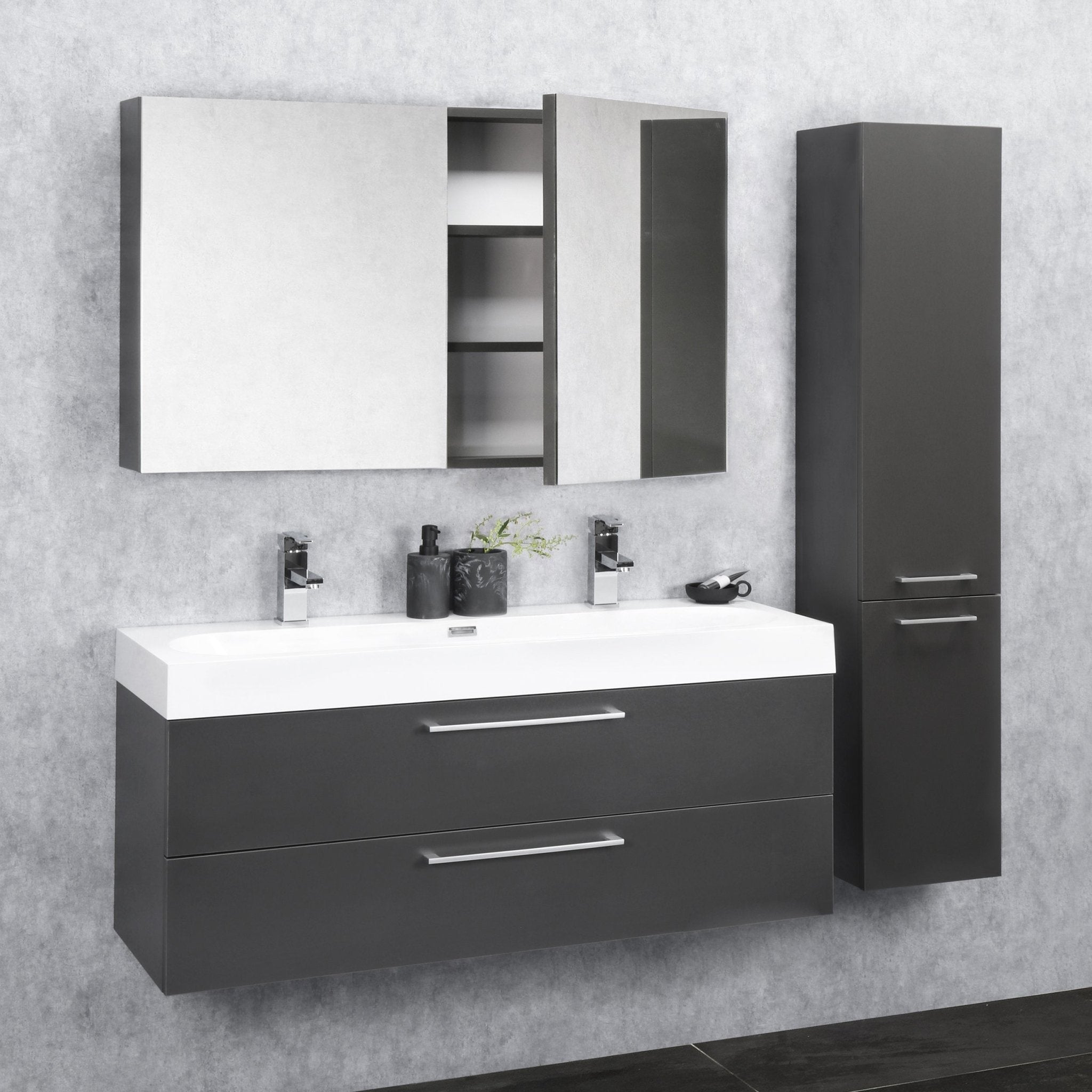 Differnz Somero spiegelkast | antraciet | 100 cm - Mozaiektegel.com