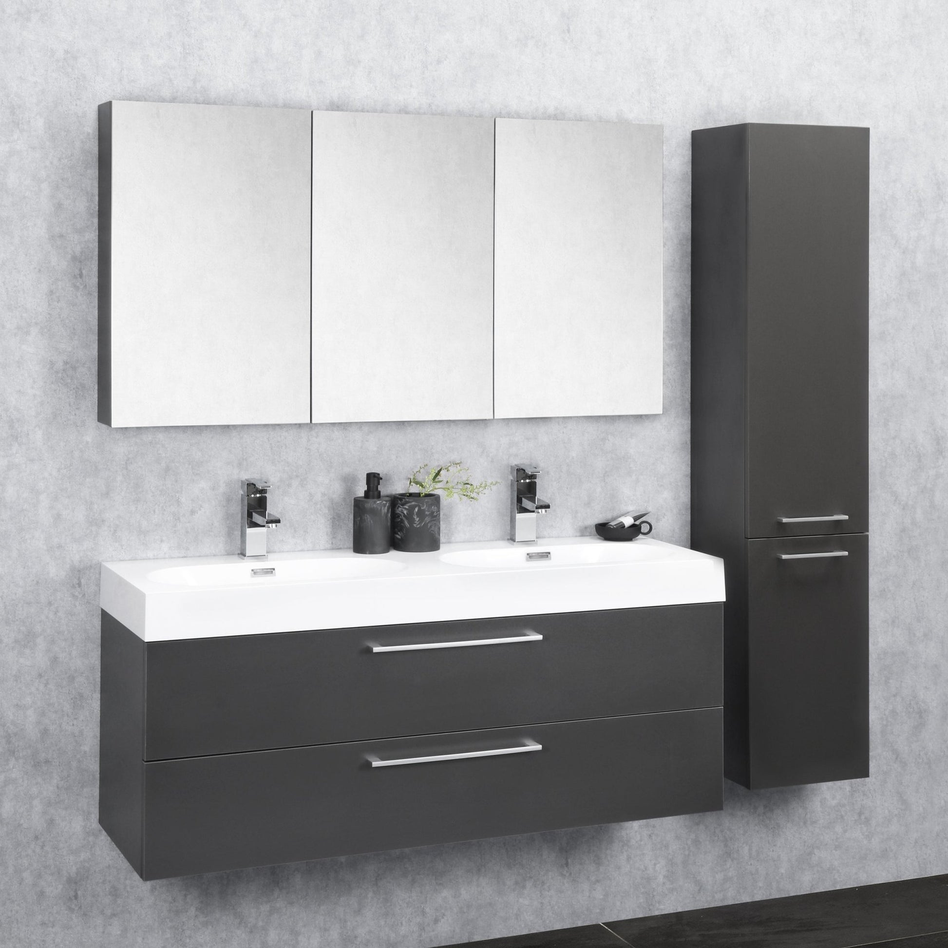 Differnz Somero spiegelkast | antraciet | 120 cm - Mozaiektegel.com