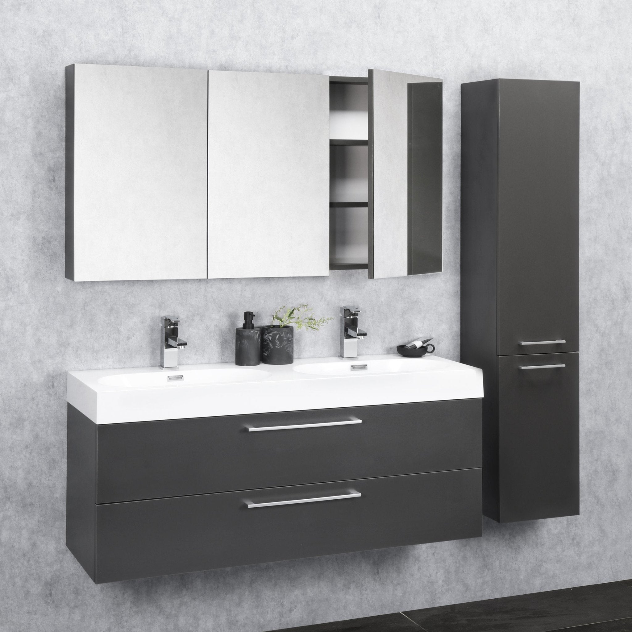 Differnz Somero spiegelkast | antraciet | 120 cm - Mozaiektegel.com