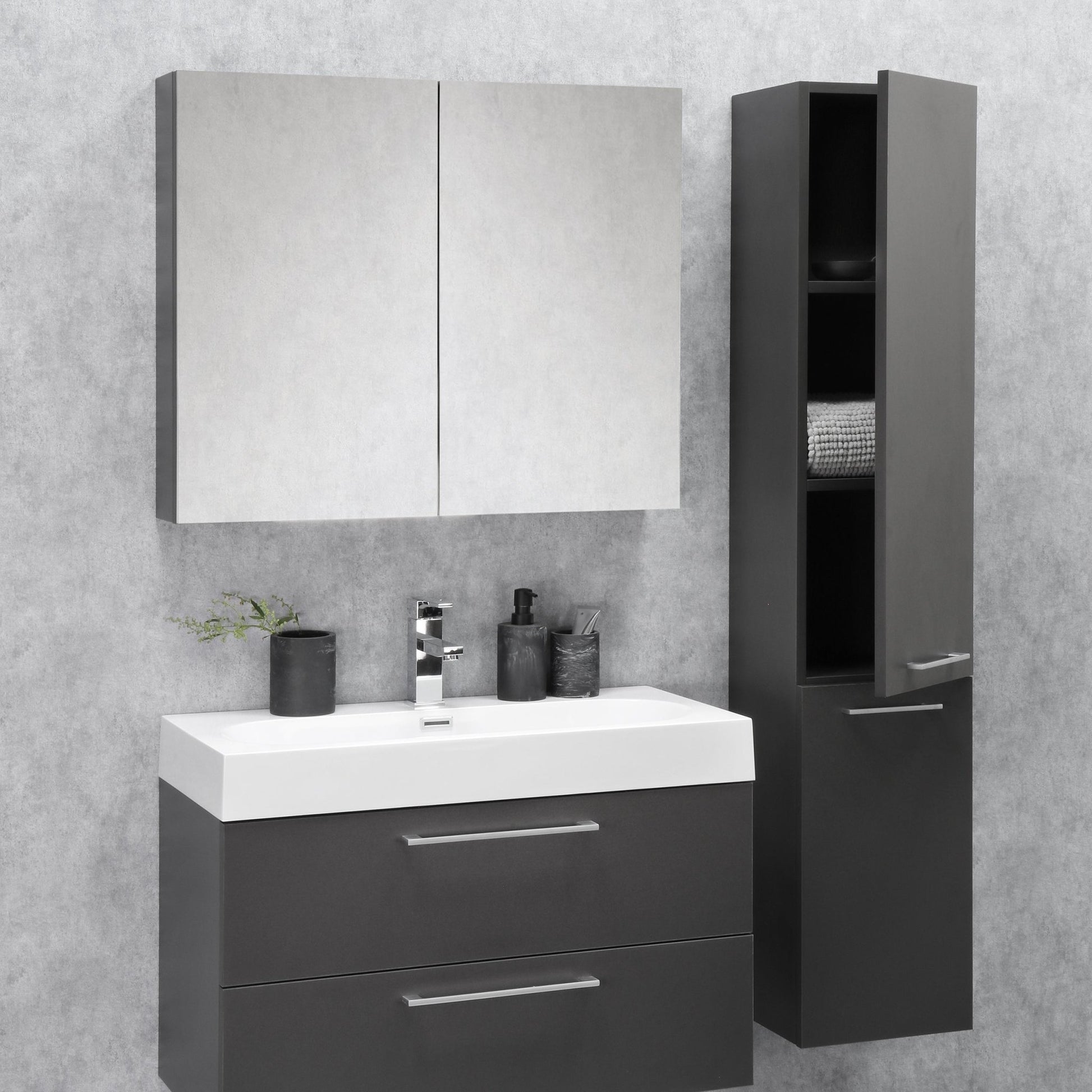 Differnz Somero spiegelkast | antraciet | 60 cm - Mozaiektegel.com