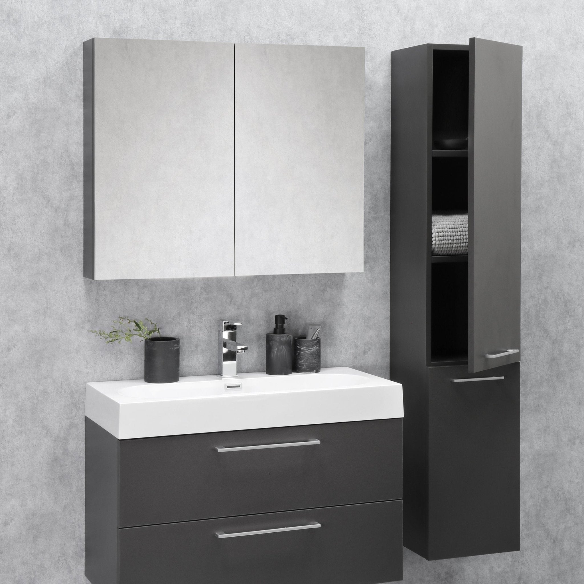 Differnz Somero spiegelkast | antraciet | 60 cm - Mozaiektegel.com