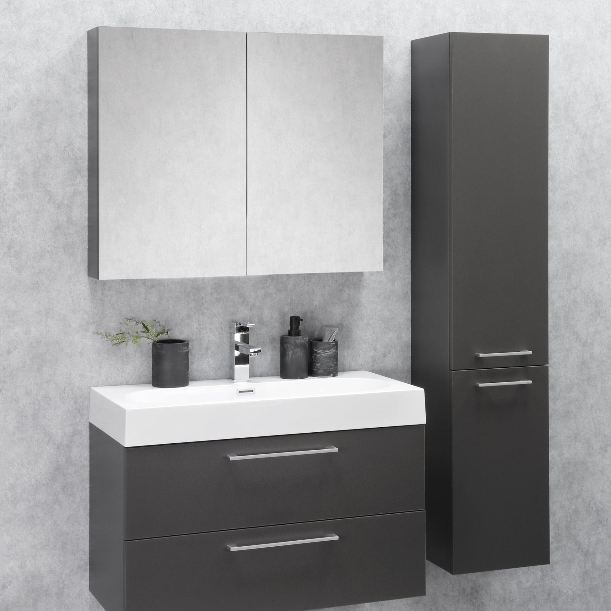 Differnz Somero spiegelkast | antraciet | 80 cm - Mozaiektegel.com