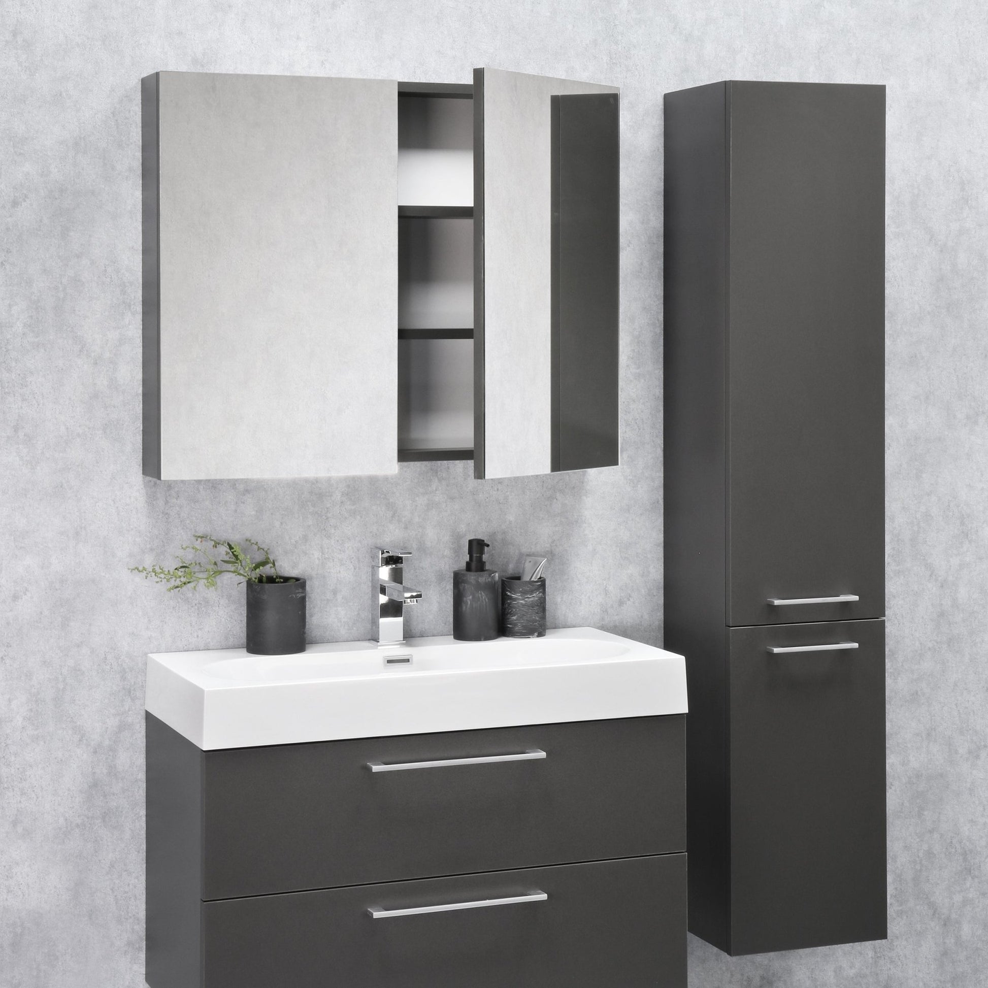 Differnz Somero spiegelkast | antraciet | 80 cm - Mozaiektegel.com