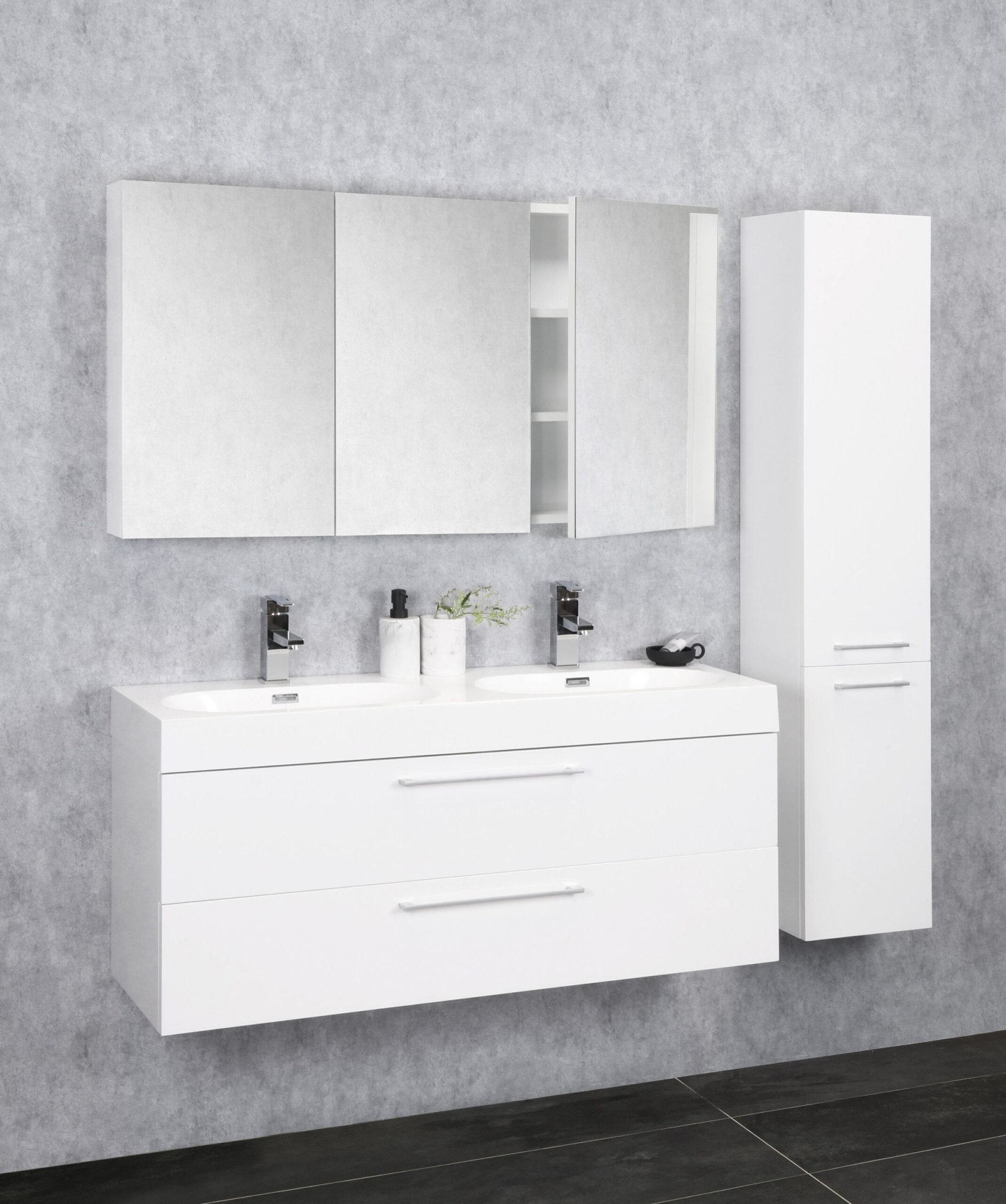 Differnz Somero spiegelkast | hoogglans wit | 120 cm - Mozaiektegel.com