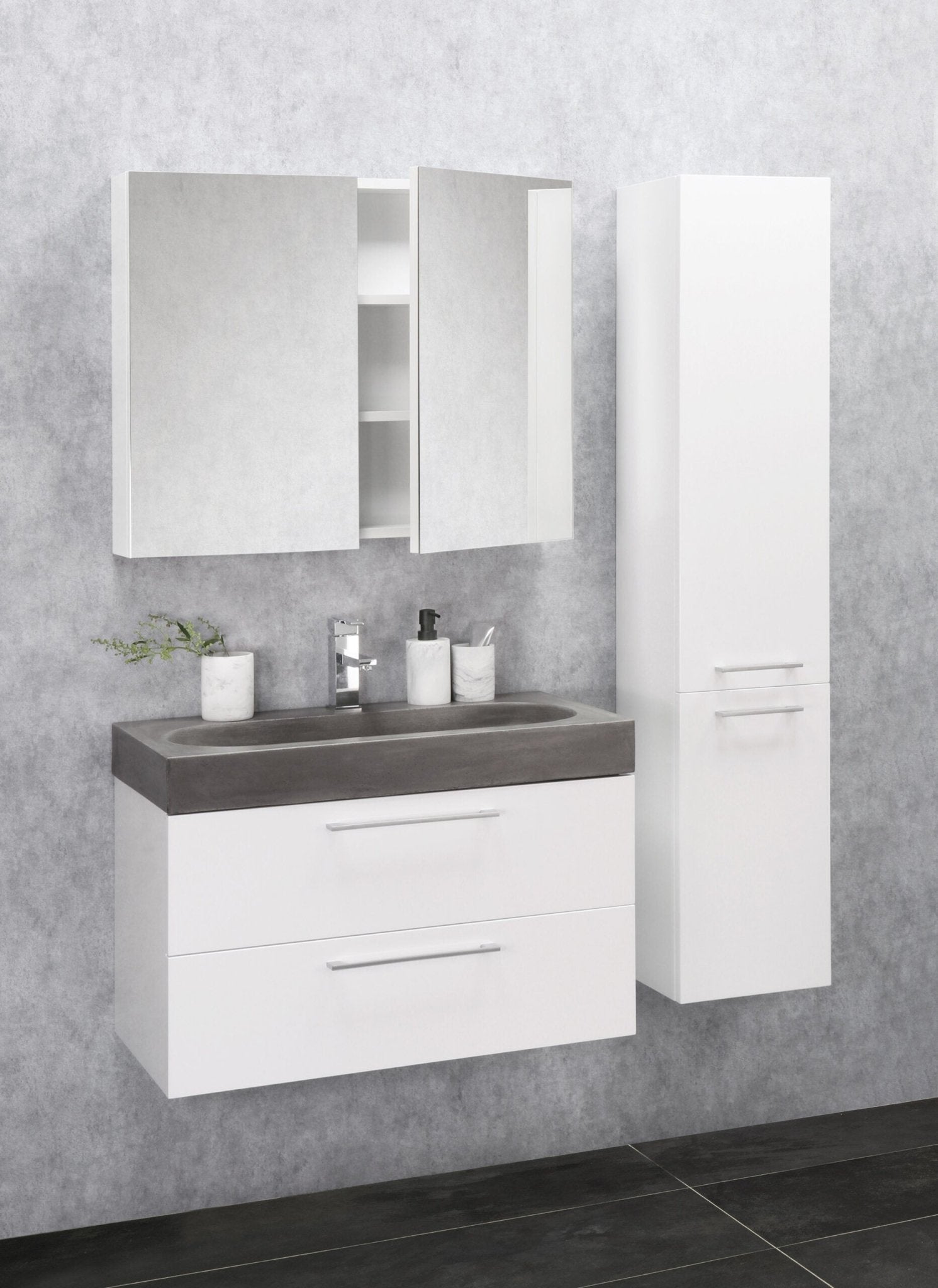 Differnz Somero spiegelkast | hoogglans wit | 60 cm - Mozaiektegel.com