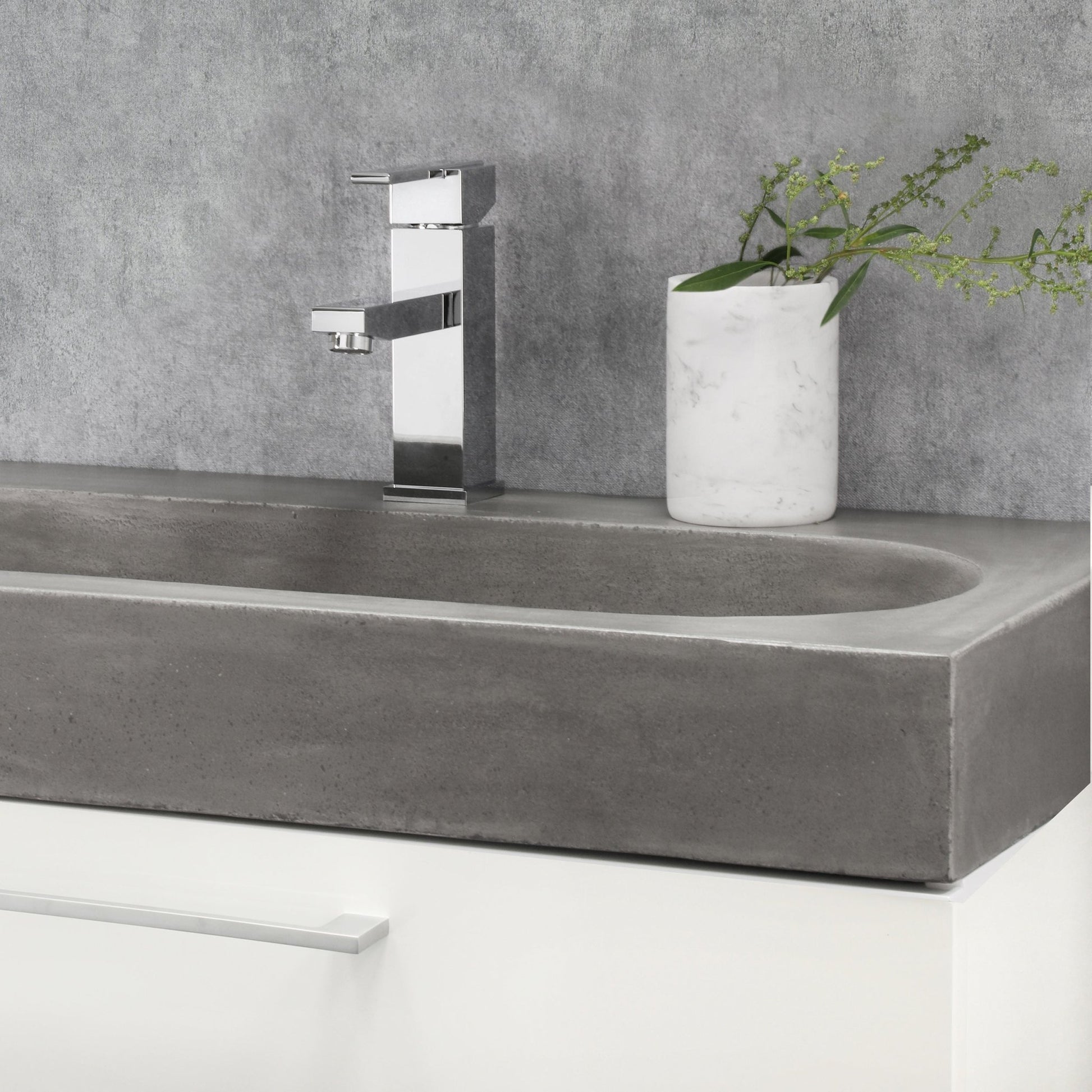 Differnz Somero wastafel 1 kraangat | beton | 60 cm - Mozaiektegel.com