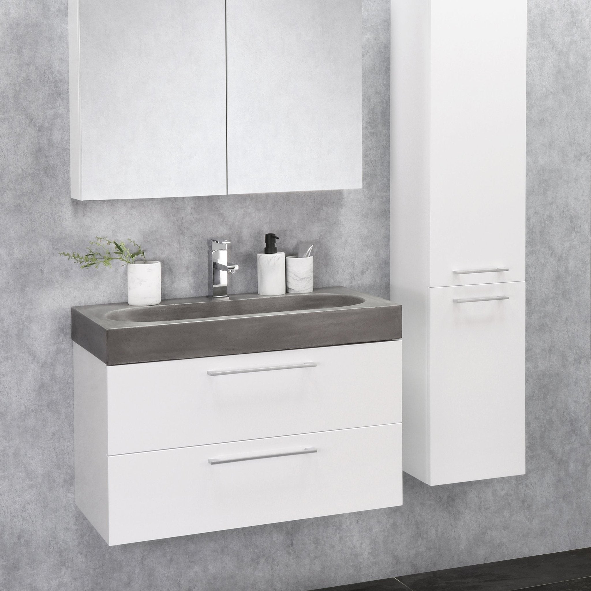 Differnz Somero wastafel 1 kraangat | beton | 60 cm - Mozaiektegel.com