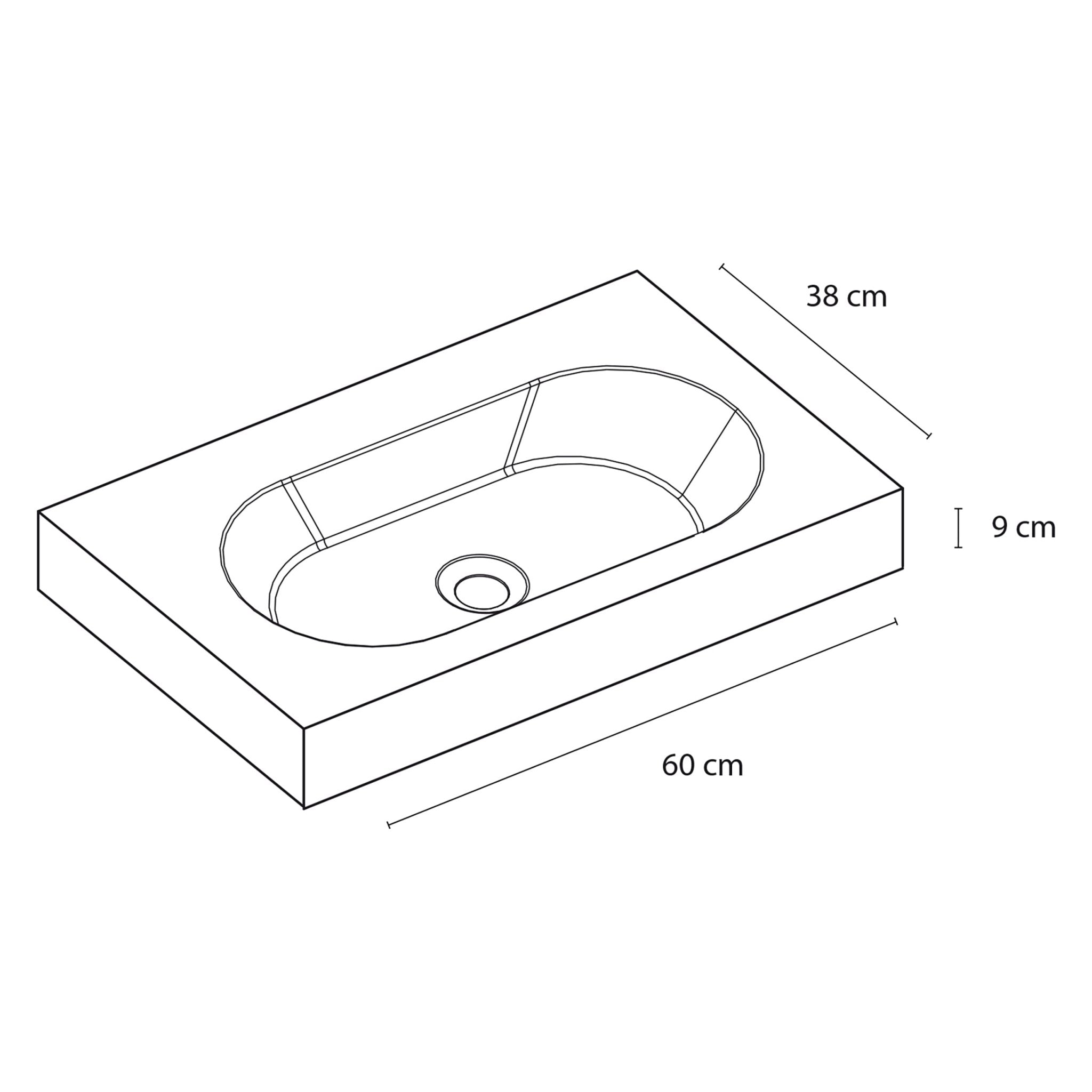 Differnz Somero wastafel 1 kraangat | beton | 60 cm - Mozaiektegel.com