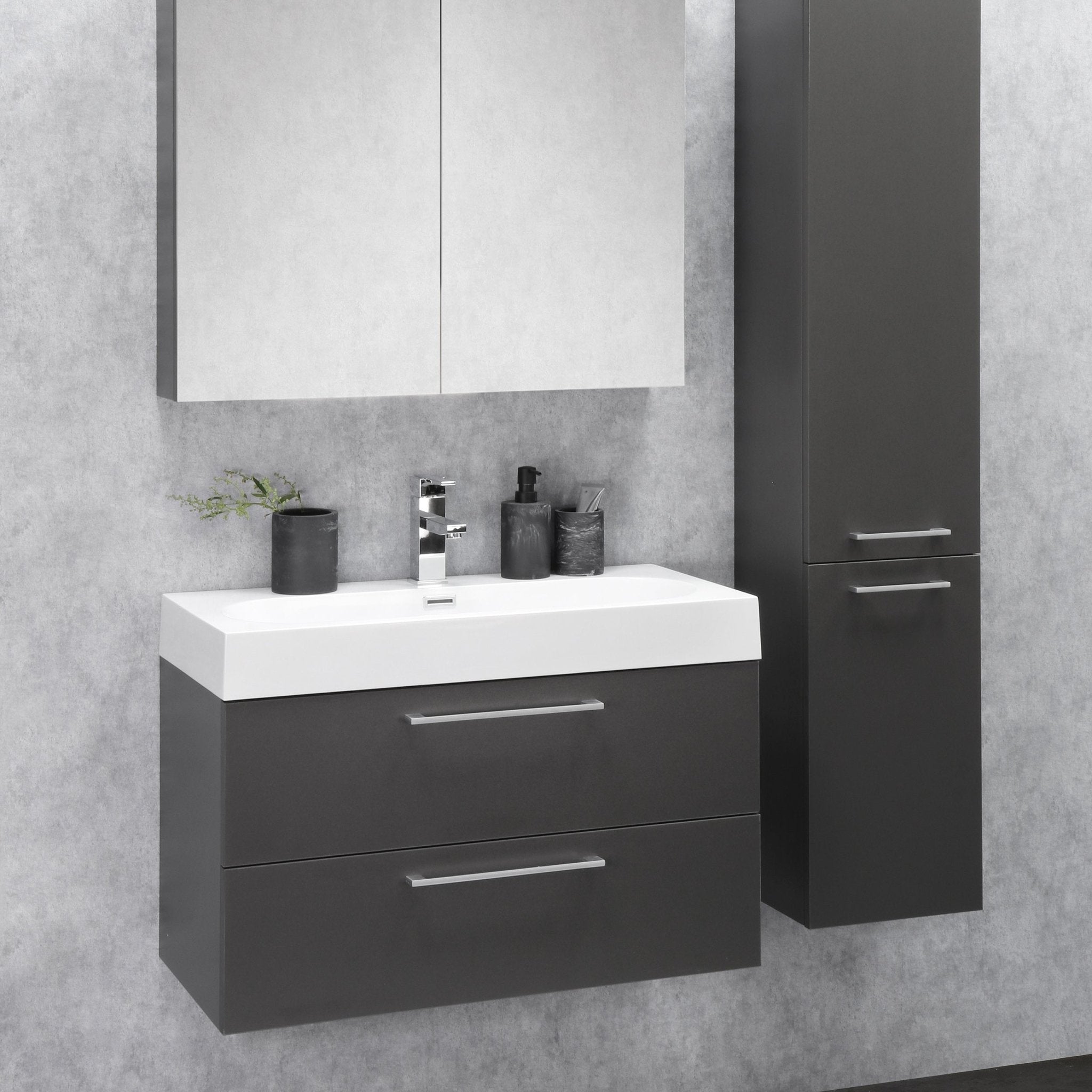 Differnz Somero wastafel 1 kraangat | wit | 80 cm - Mozaiektegel.com