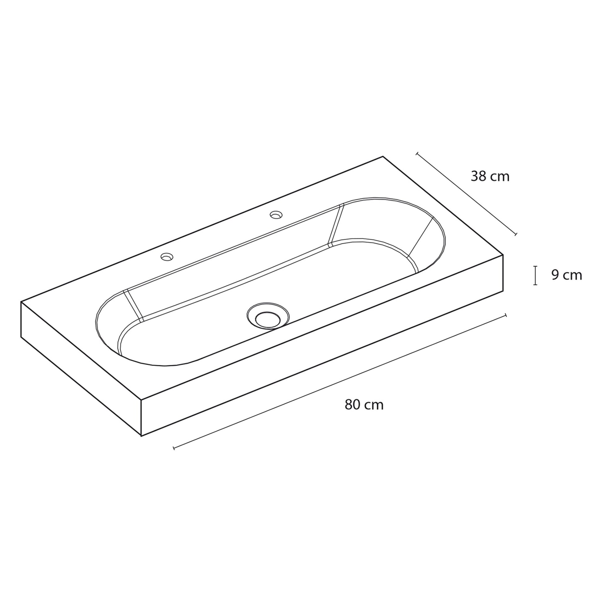 Differnz Somero wastafel 1 kraangat | wit | 80 cm - Mozaiektegel.com