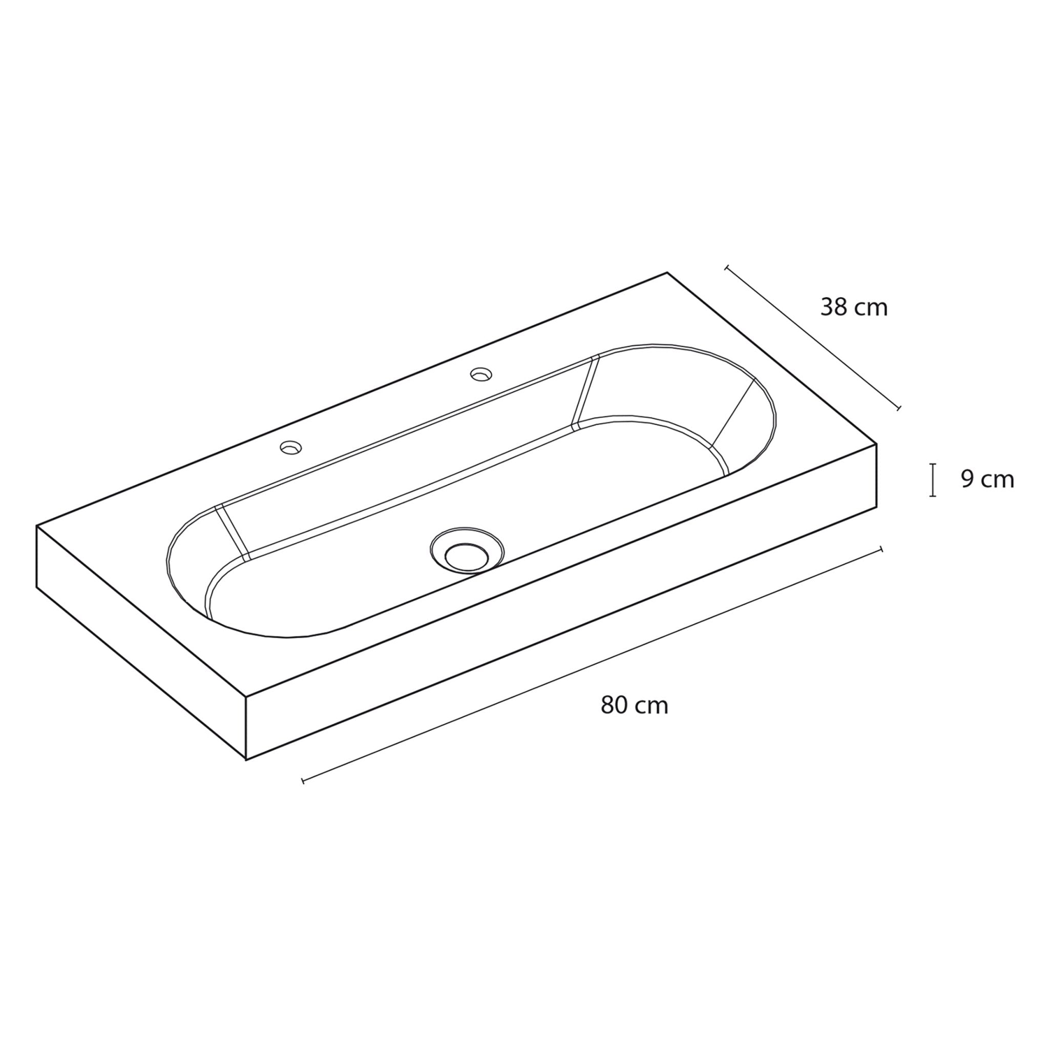 Differnz Somero wastafel 1 kraangat | wit | 80 cm - Mozaiektegel.com