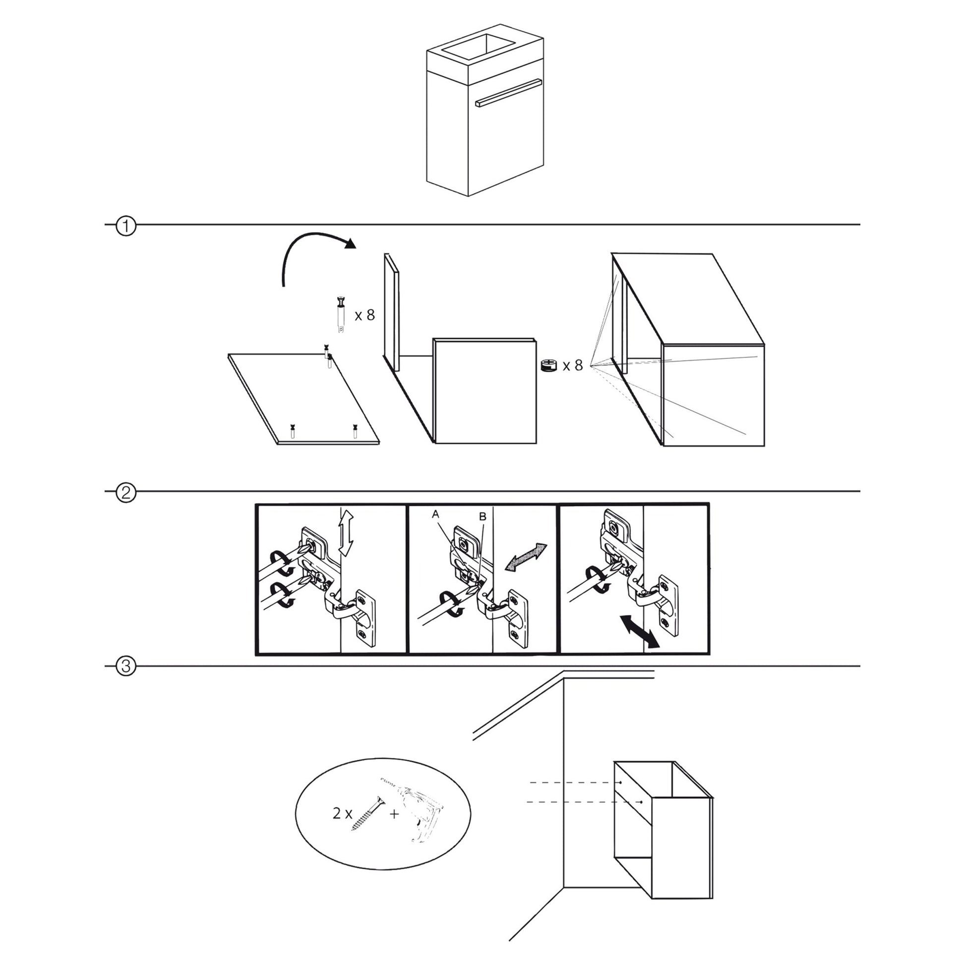 Differnz Tight onderkast met wastafel | wit | 40 x 22 x 48 cm - Mozaiektegel.com