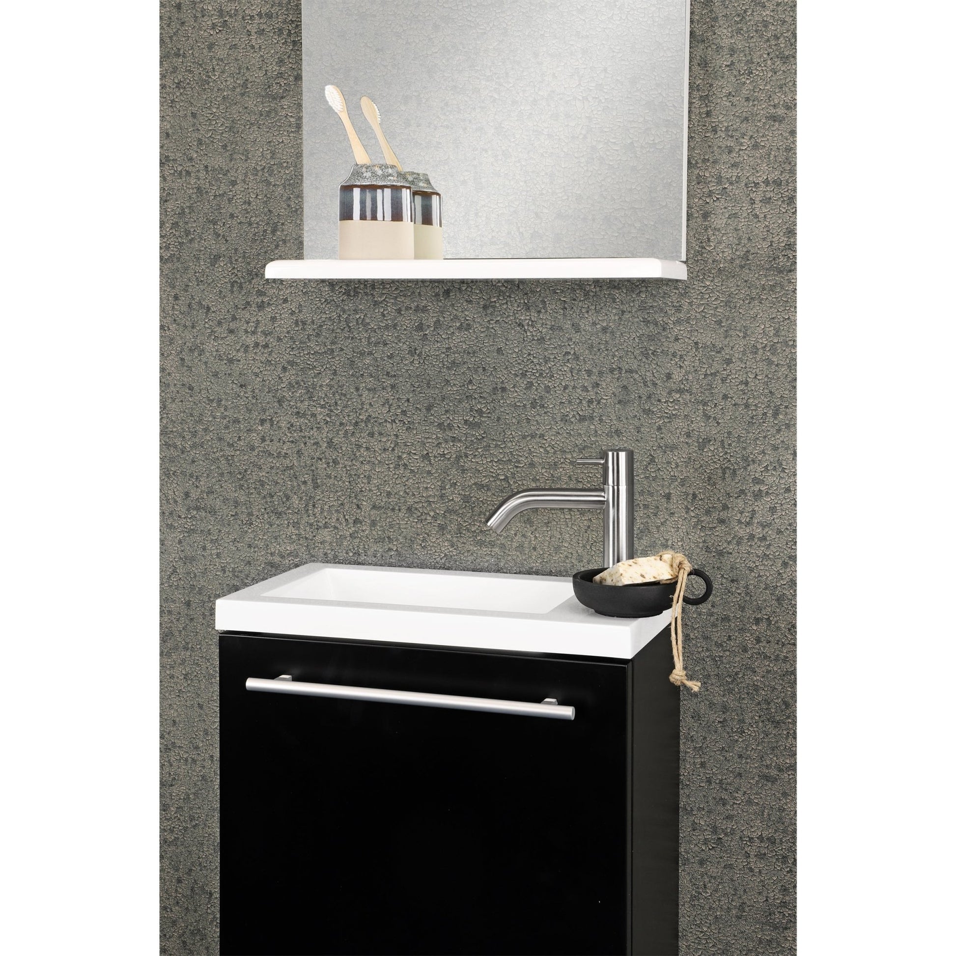 Differnz Tight onderkast met wastafel | zwart | 40 x 22 x 48 cm - Mozaiektegel.com