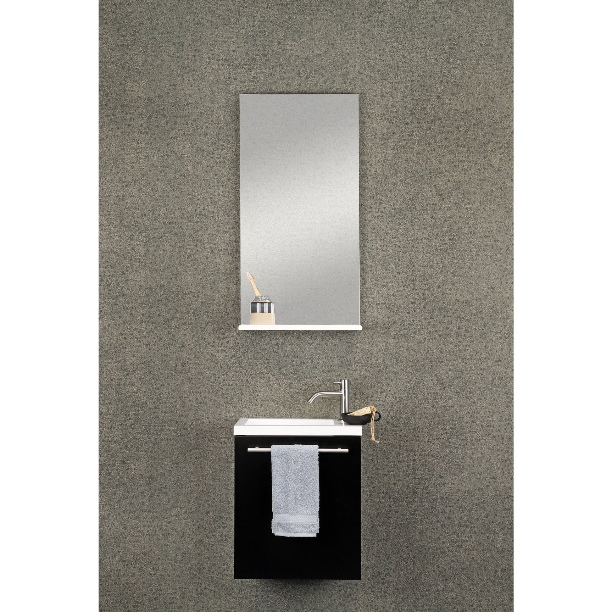 Differnz Tight onderkast met wastafel | zwart | 40 x 22 x 48 cm - Mozaiektegel.com