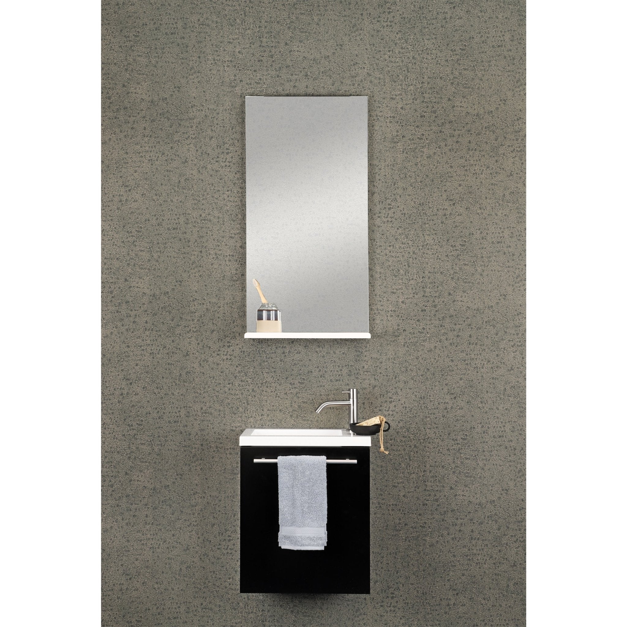 Differnz Tight onderkast met wastafel | zwart | 40 x 22 x 48 cm - Mozaiektegel.com