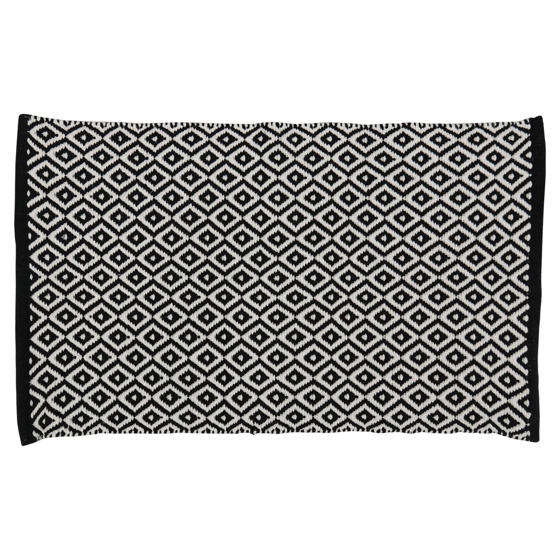 Differnz Wales badmat 100% katoen - geschikt voor vloerverwarming - 50 x 80 cm - zwart/wit - Mozaiektegel.com