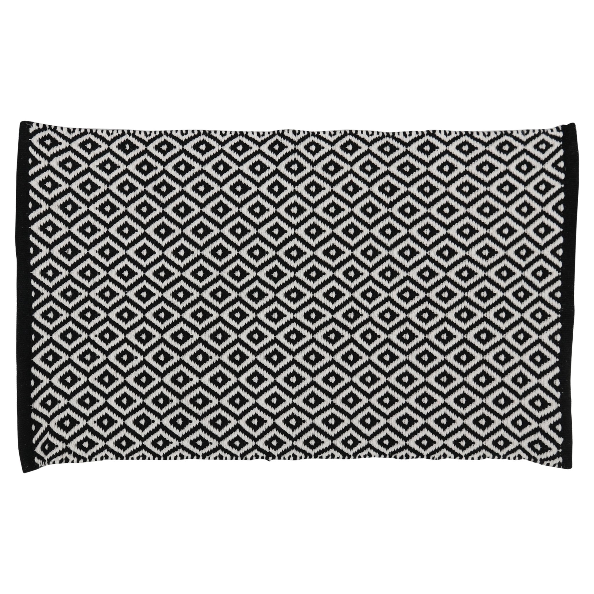 Differnz Wales badmat 100% katoen - geschikt voor vloerverwarming - 50 x 80 cm - zwart/wit - Mozaiektegel.com