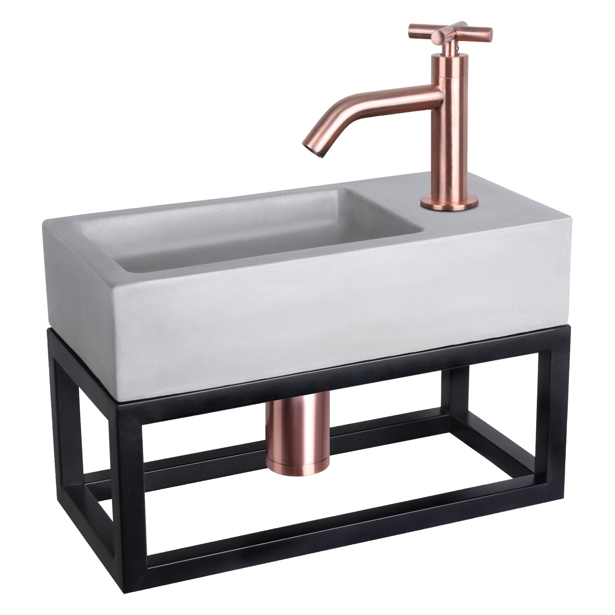 Differnz Wasbak Ravo fontein beton - 38.5 x 18.5 x 9 cm - lichtgrijs - Mozaiektegel.com