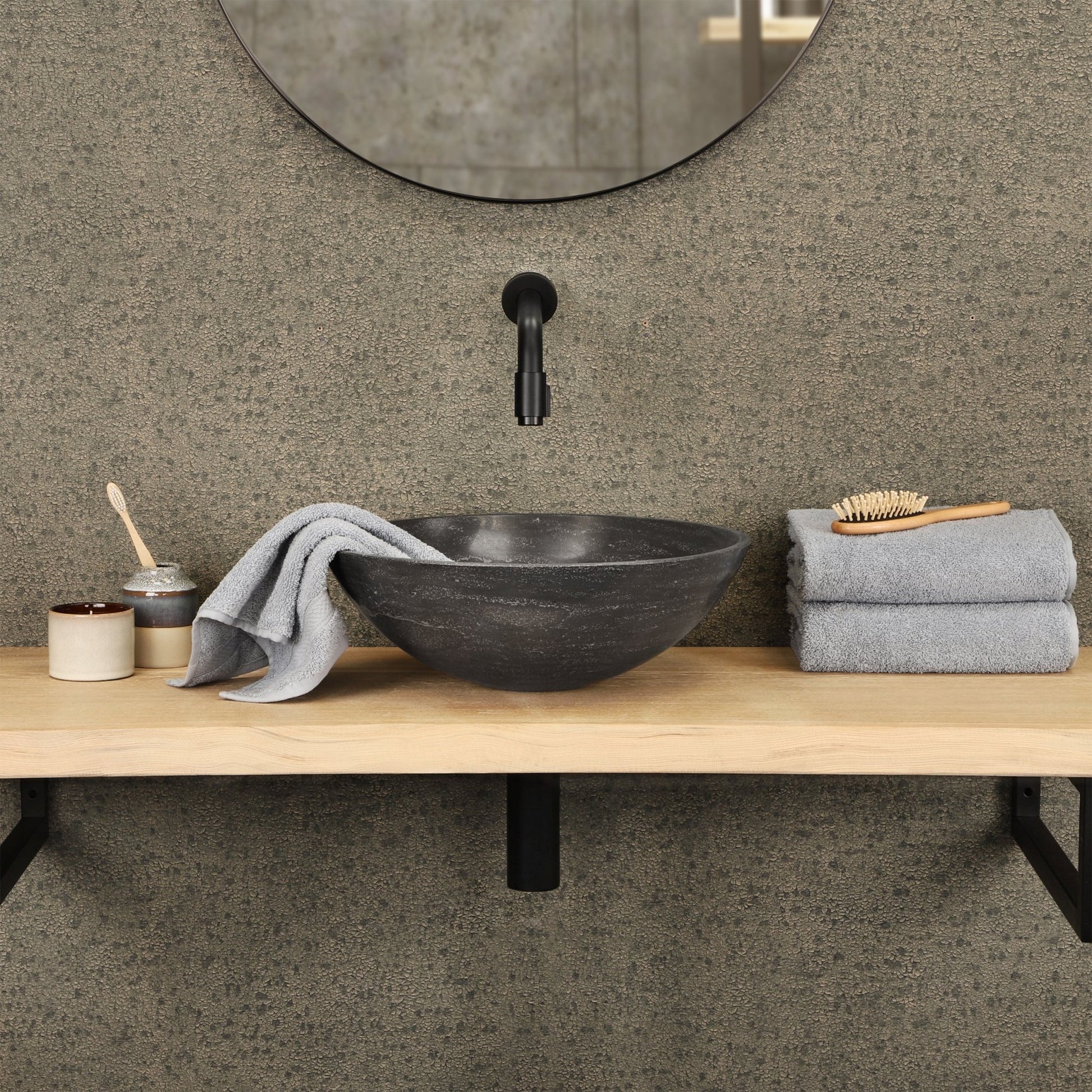 Differnz waskom limestone | antraciet | Ø 40 x 15 cm - Mozaiektegel.com