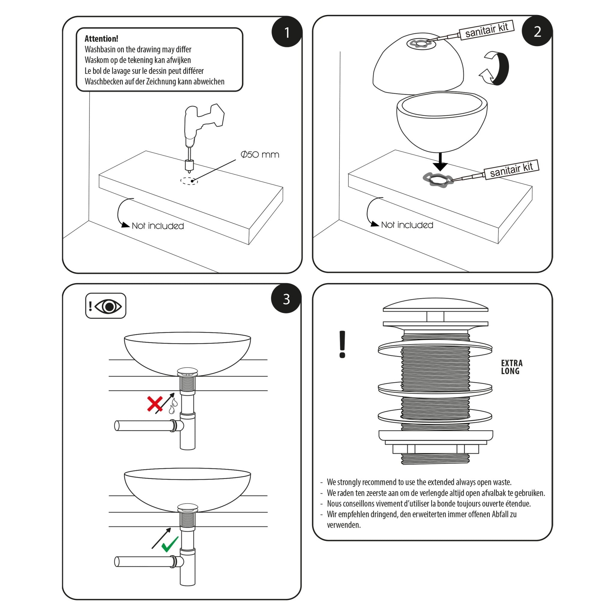 Differnz waskom riviersteen | Ø 25 cm - Mozaiektegel.com