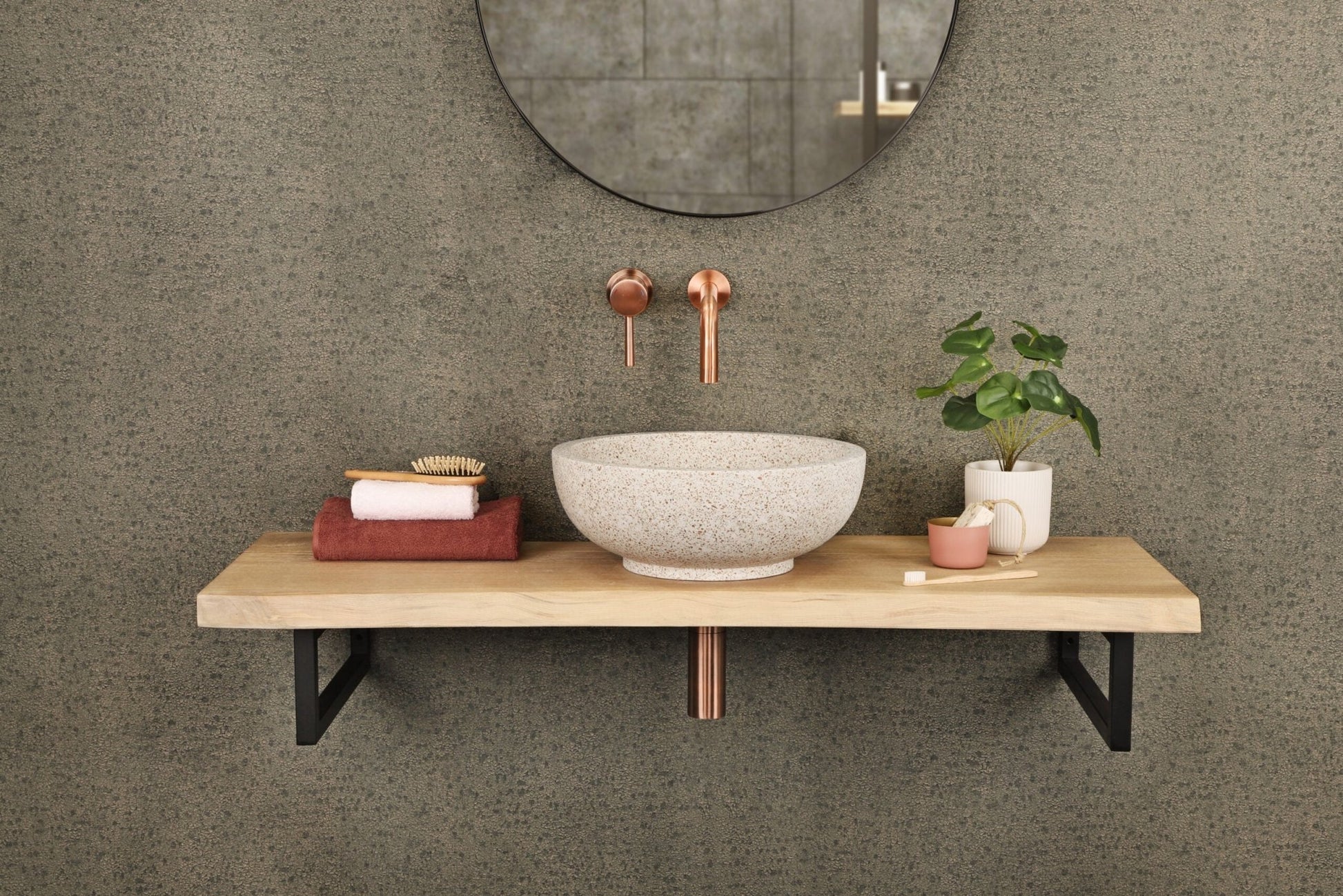 Differnz waskom terrazzo | bruin/beige | Ø 40 cm - Mozaiektegel.com