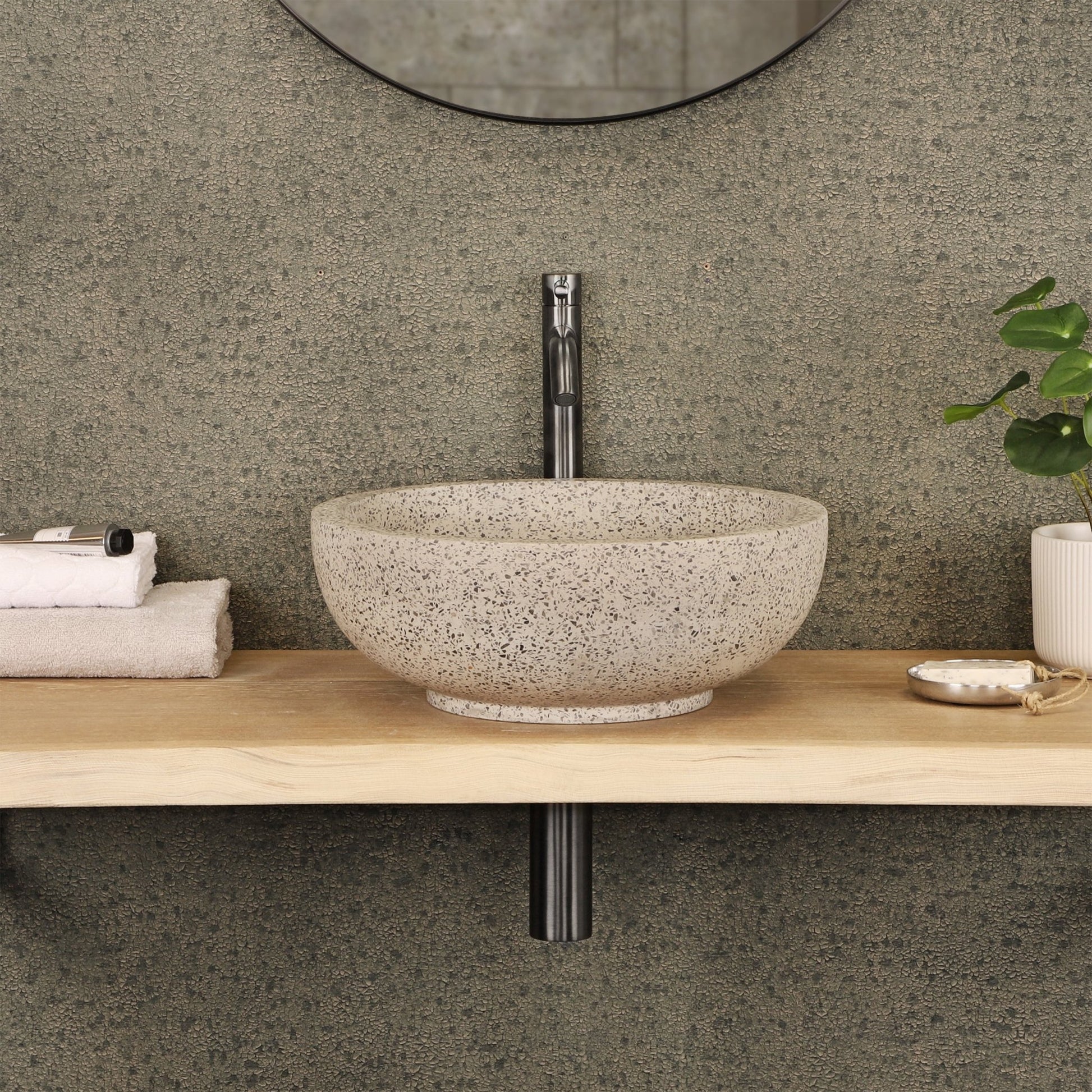 Differnz waskom terrazzo | zwart/wit | Ø 40 cm - Mozaiektegel.com