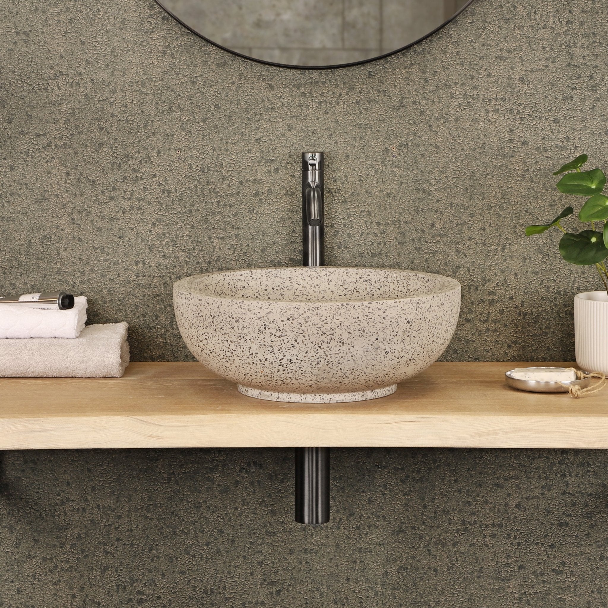 Differnz waskom terrazzo | zwart/wit | Ø 40 cm - Mozaiektegel.com