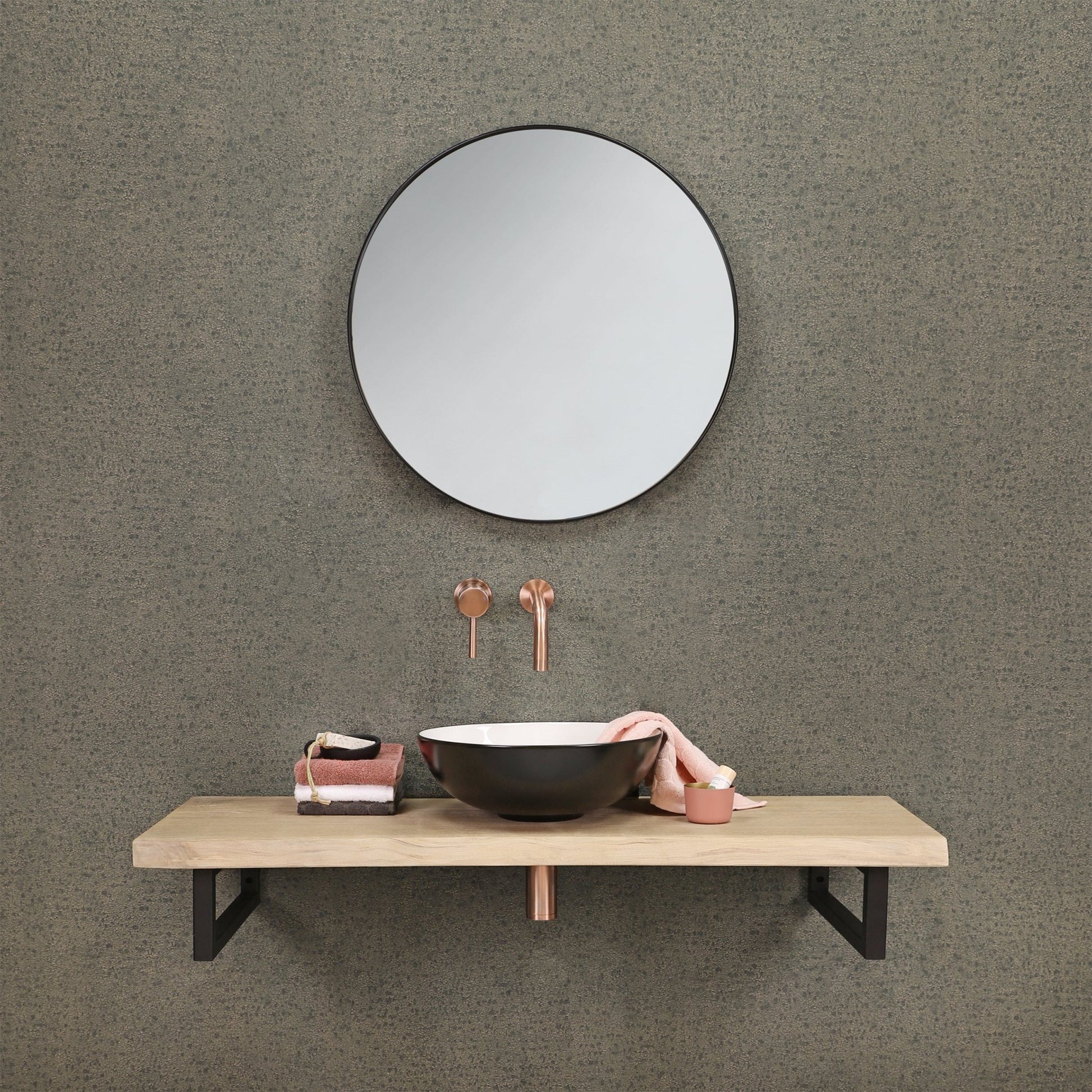 Differnz wastafel sifon design | rood koper | 300mm - Mozaiektegel.com