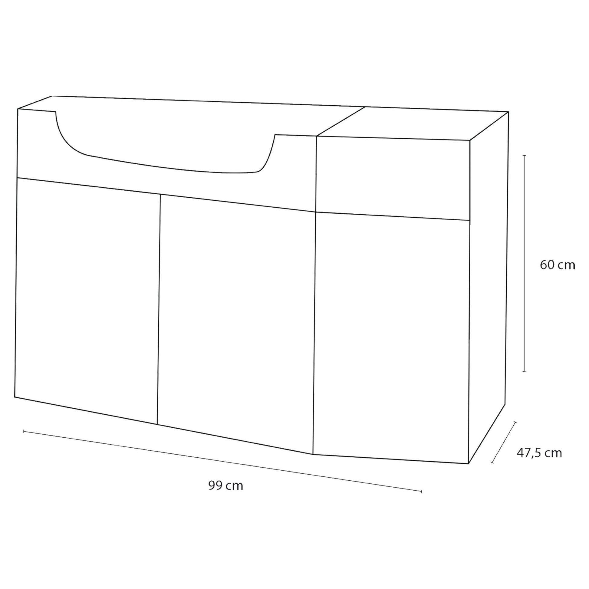 Fabulous onderkast hoekmodel links | wit | 99 x 60 x 47.5 cm - Mozaiektegel.com