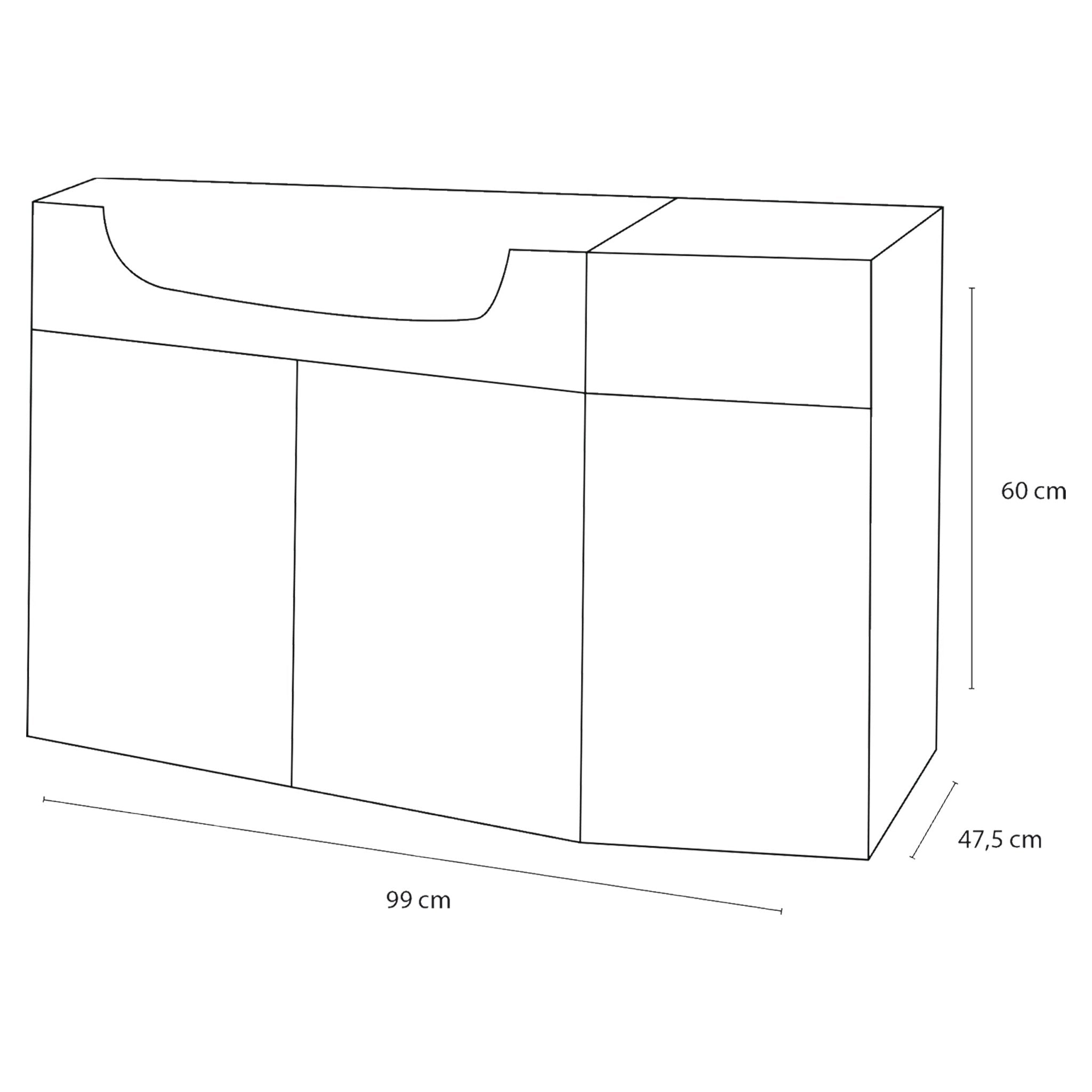 Fabulous onderkast hoekmodel links | wit | 99 x 60 x 47.5 cm - Mozaiektegel.com