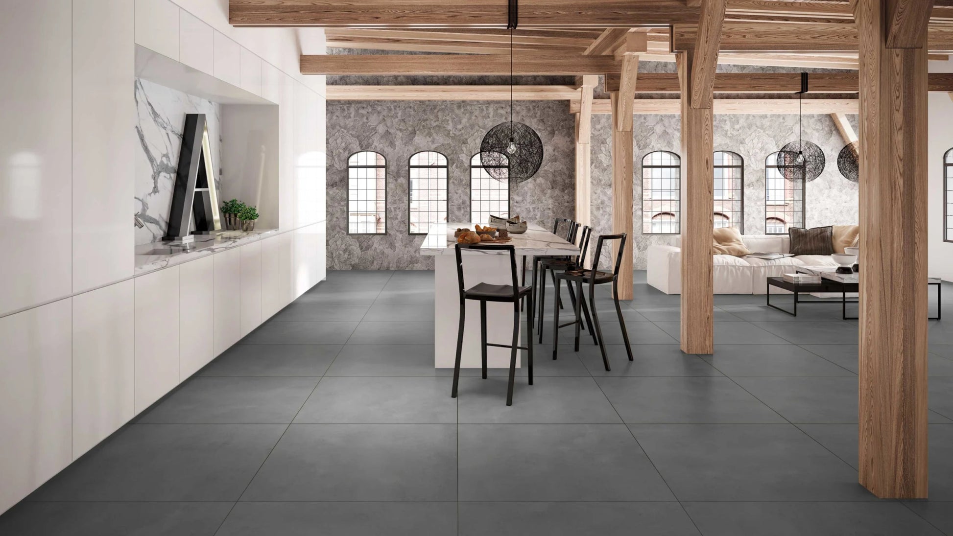 Grespor Globe M89105RT Vloertegel 897X897 Antracite 10.5mm Mat Ret. - Mozaiektegel.com