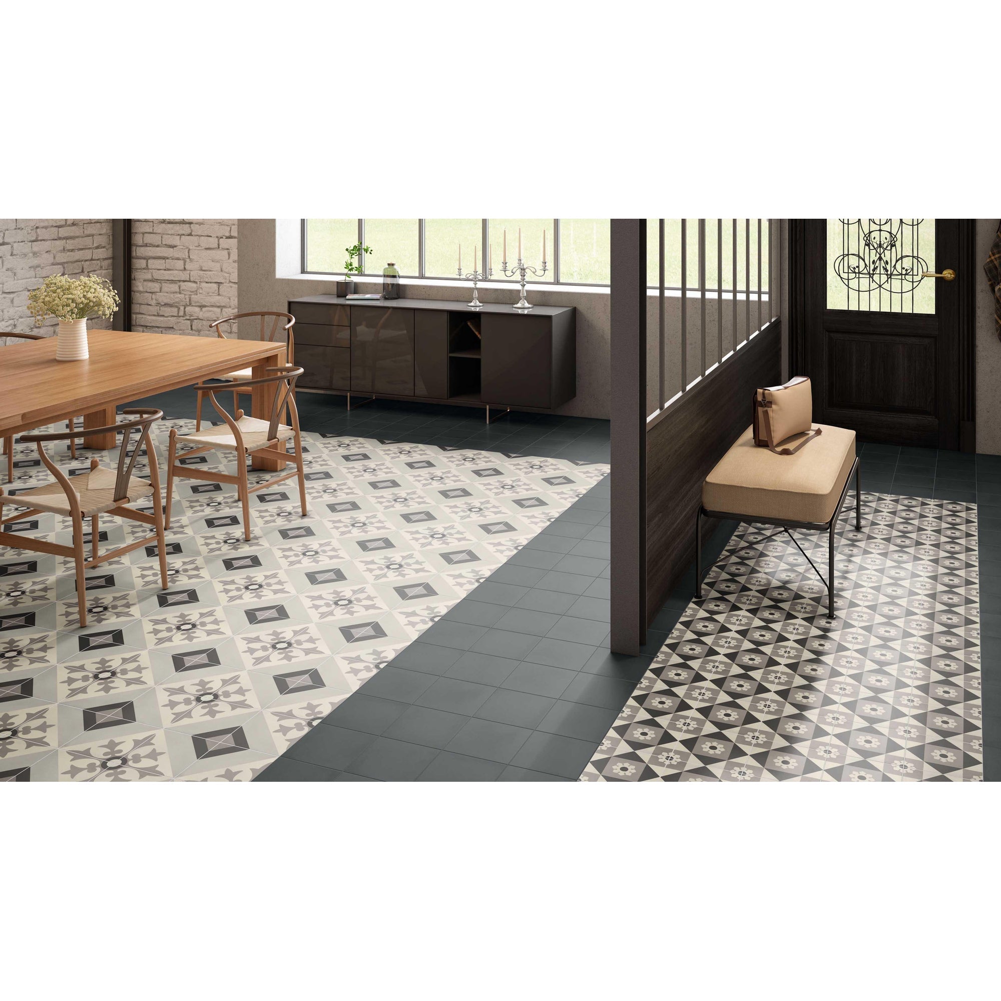 JOS. Hidro VLtegel Decor 197X197 Coffebreak Black 8.3mm Mat - Mozaiektegel.com