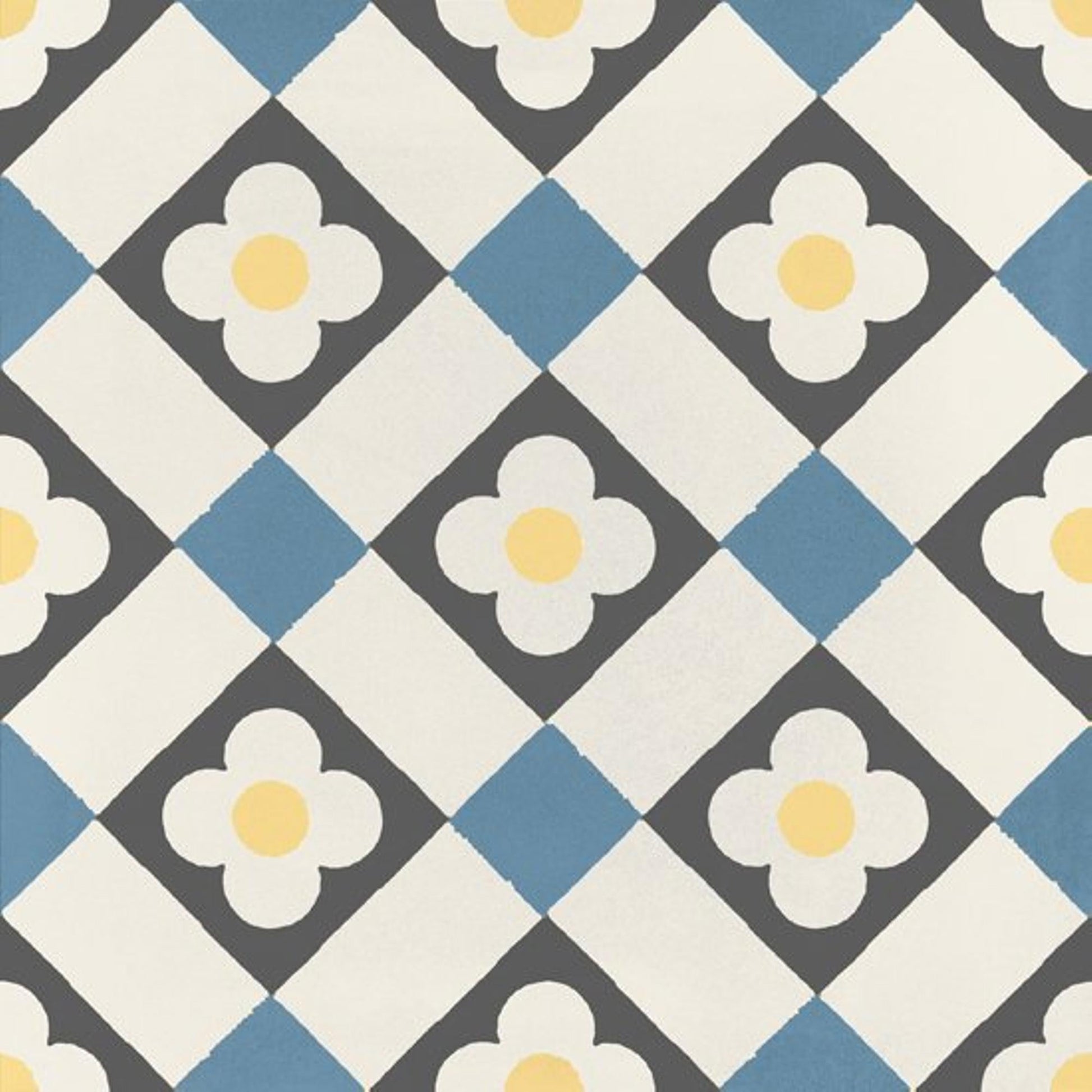 JOS. Hidro VLtegel Decor 197X197 Funflowers Blue 8.3mm Mat - Mozaiektegel.com