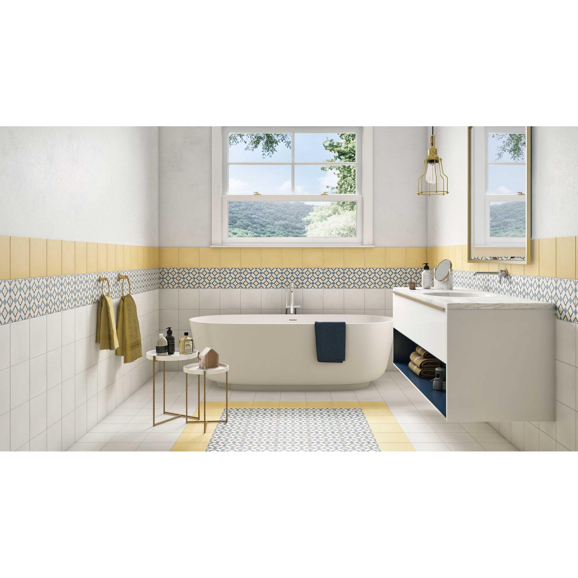 JOS. Hidro VLtegel Decor 197X197 Funflowers Blue 8.3mm Mat - Mozaiektegel.com