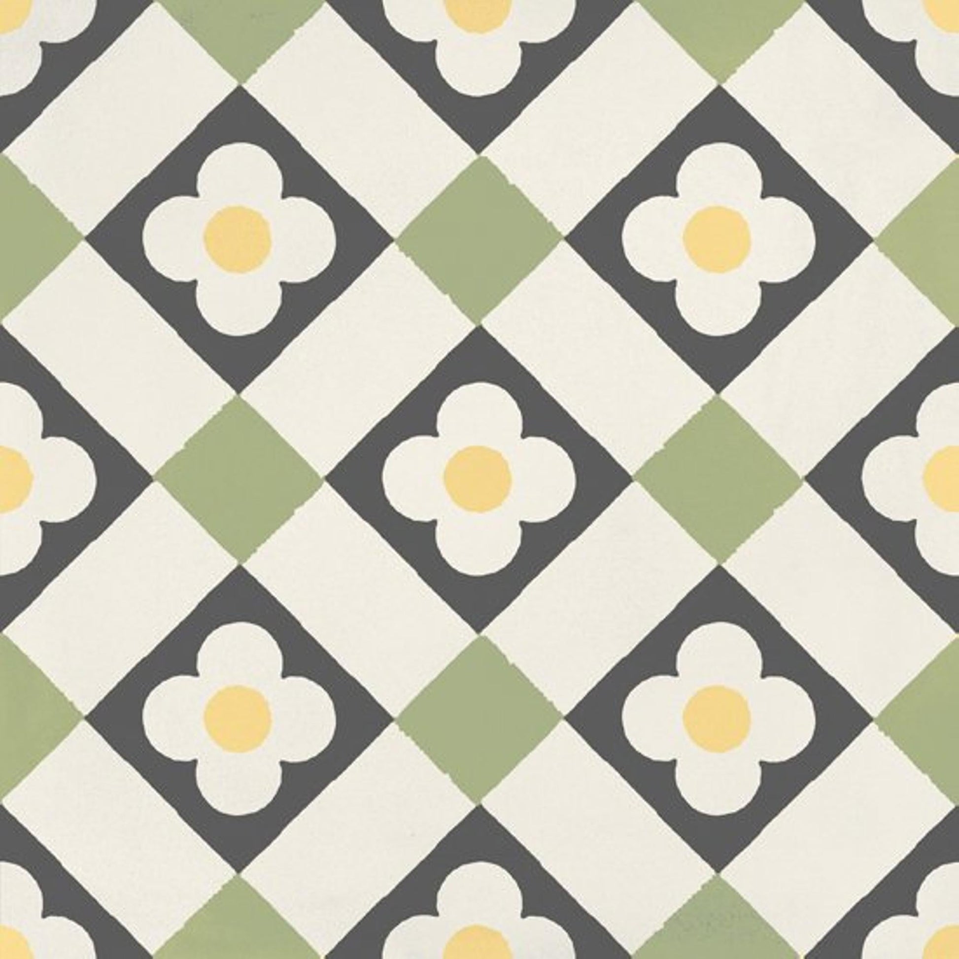 JOS. Hidro VLtegel Decor 197X197 Funflowers Lime 8.3mm Mat - Mozaiektegel.com